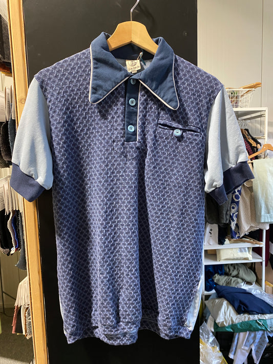 Polo shirt blue jacquard bio cotton size S