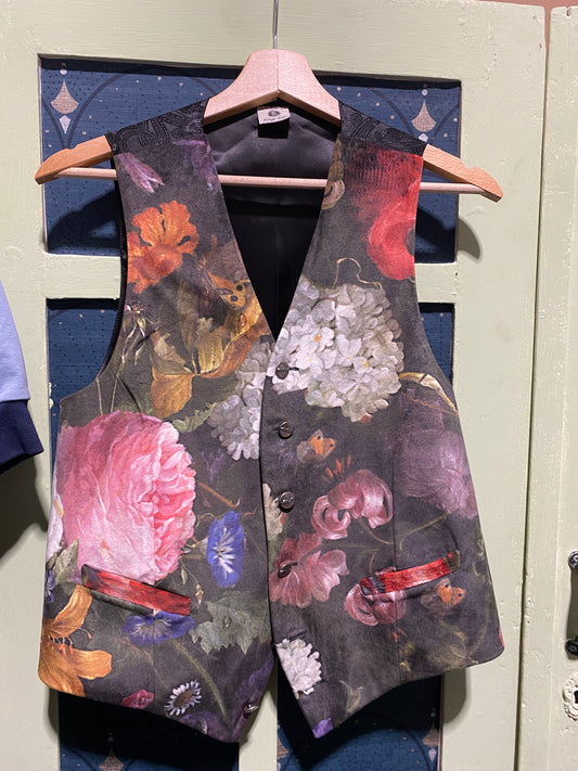 waistcoat flower painting velvet