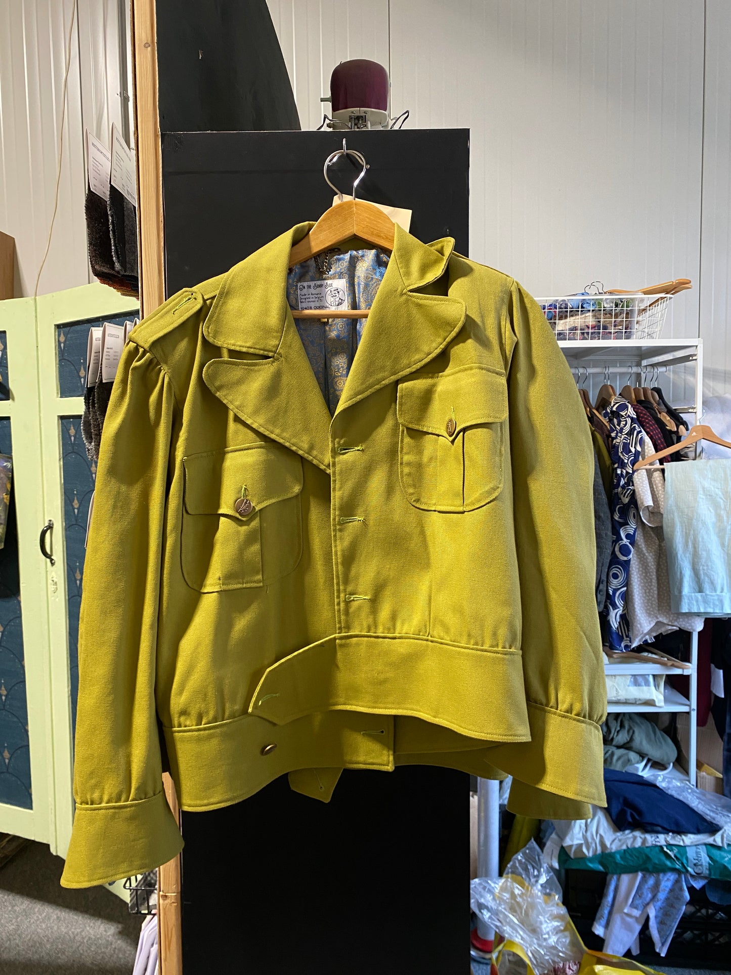1940s style Ike jacket olive green cotton canvas