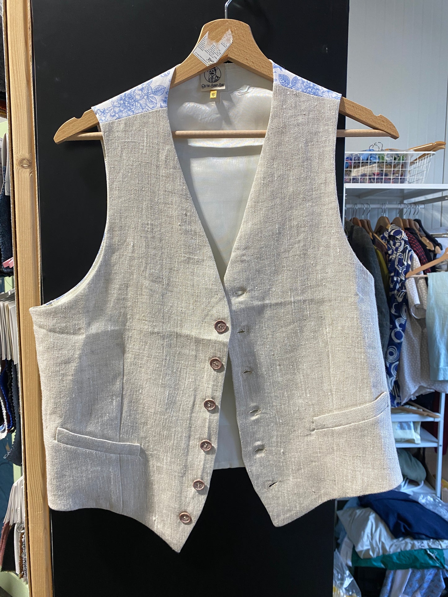 waistcoat natural linen with cotton back