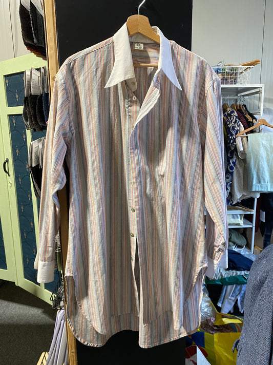 Vintage Style Spearpoint Collar Shirt, striped woven cotton