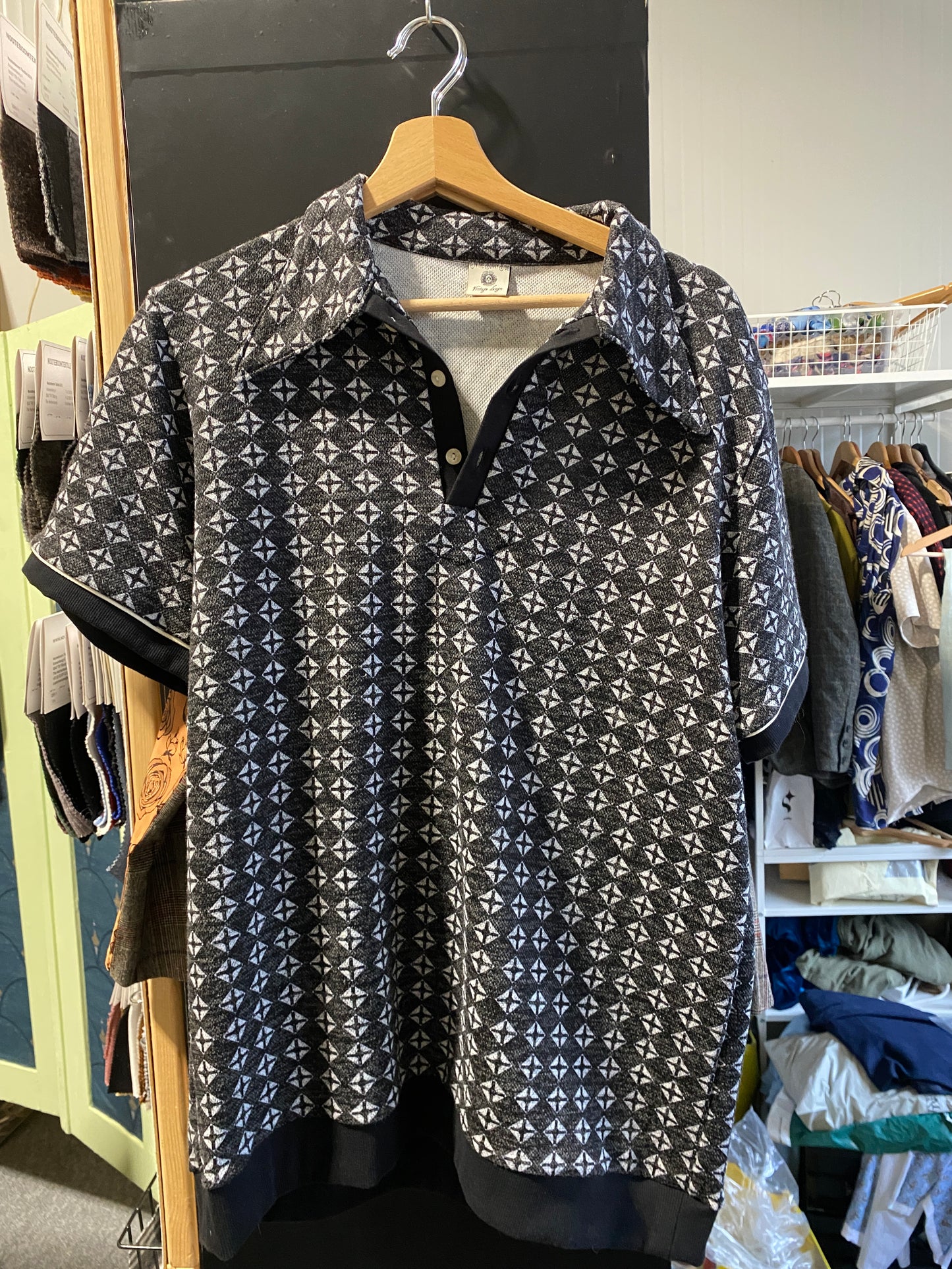 Polo shirt printed jersey black