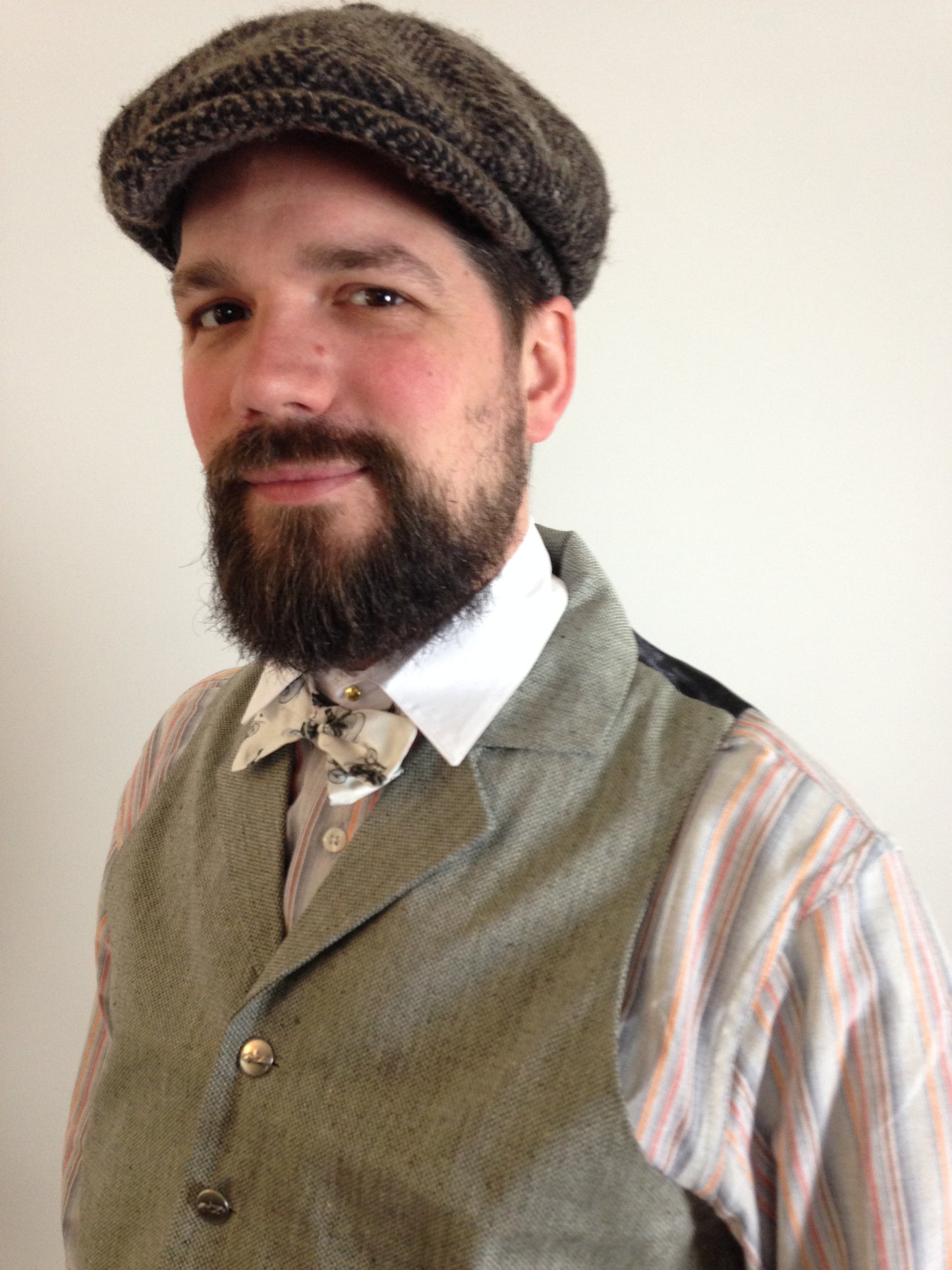 Vintage Style Spearpoint Collar Shirt, striped woven cotton