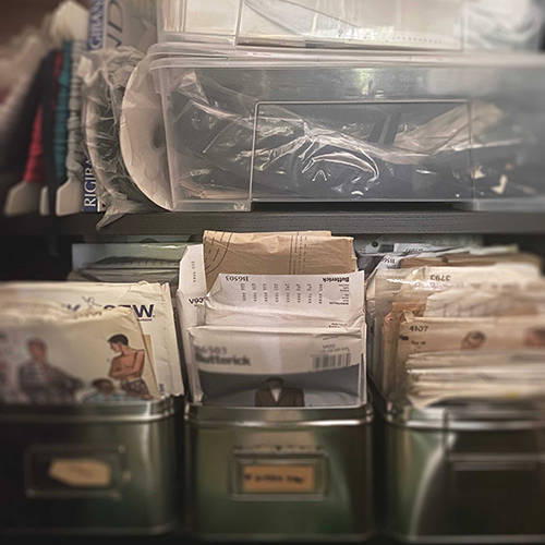 a shleve with vintage sewing patterns