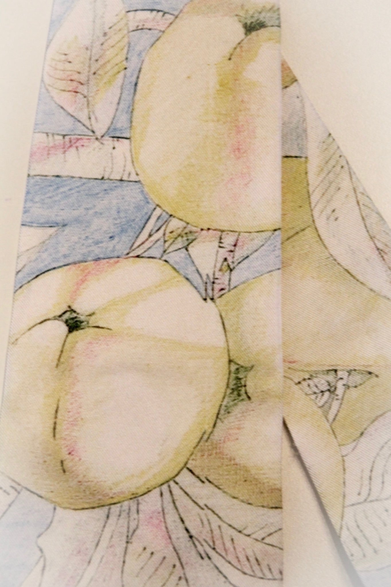 Silk four in hand single fold tie with apples