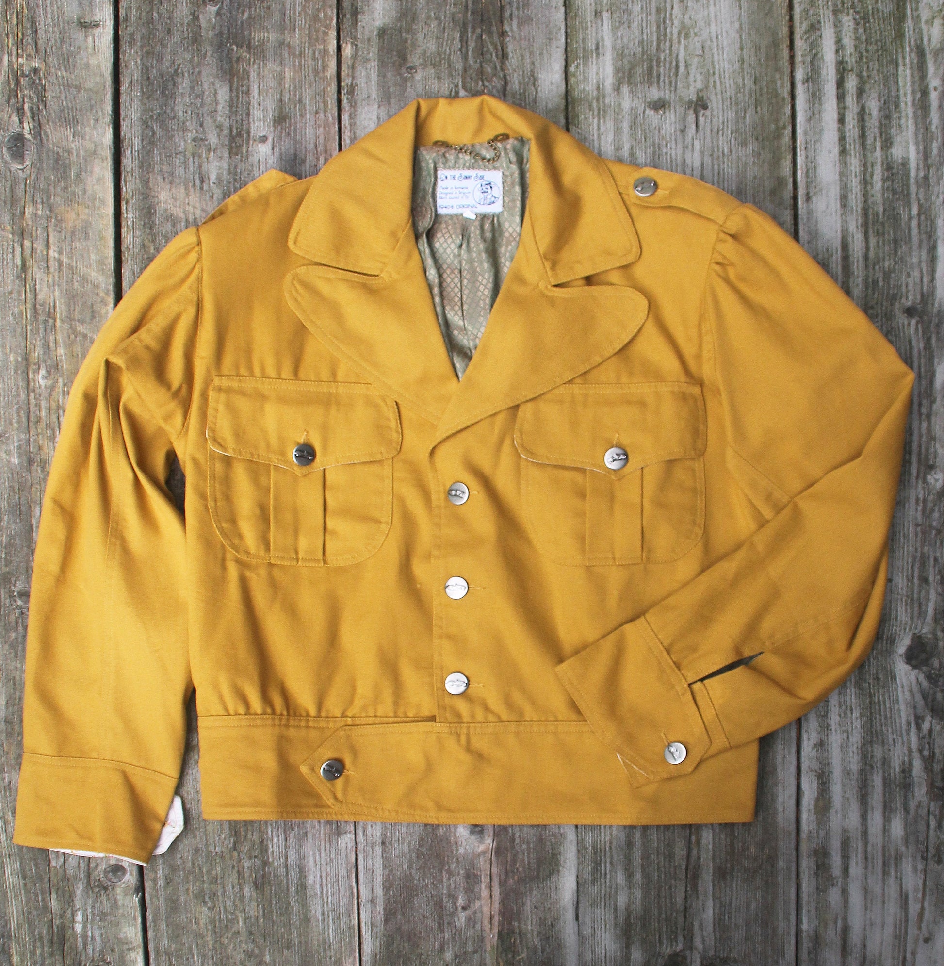 1940s style Ike jacket yellow cotton canvas retro workwear jacket B-stock 75% discount, please read description