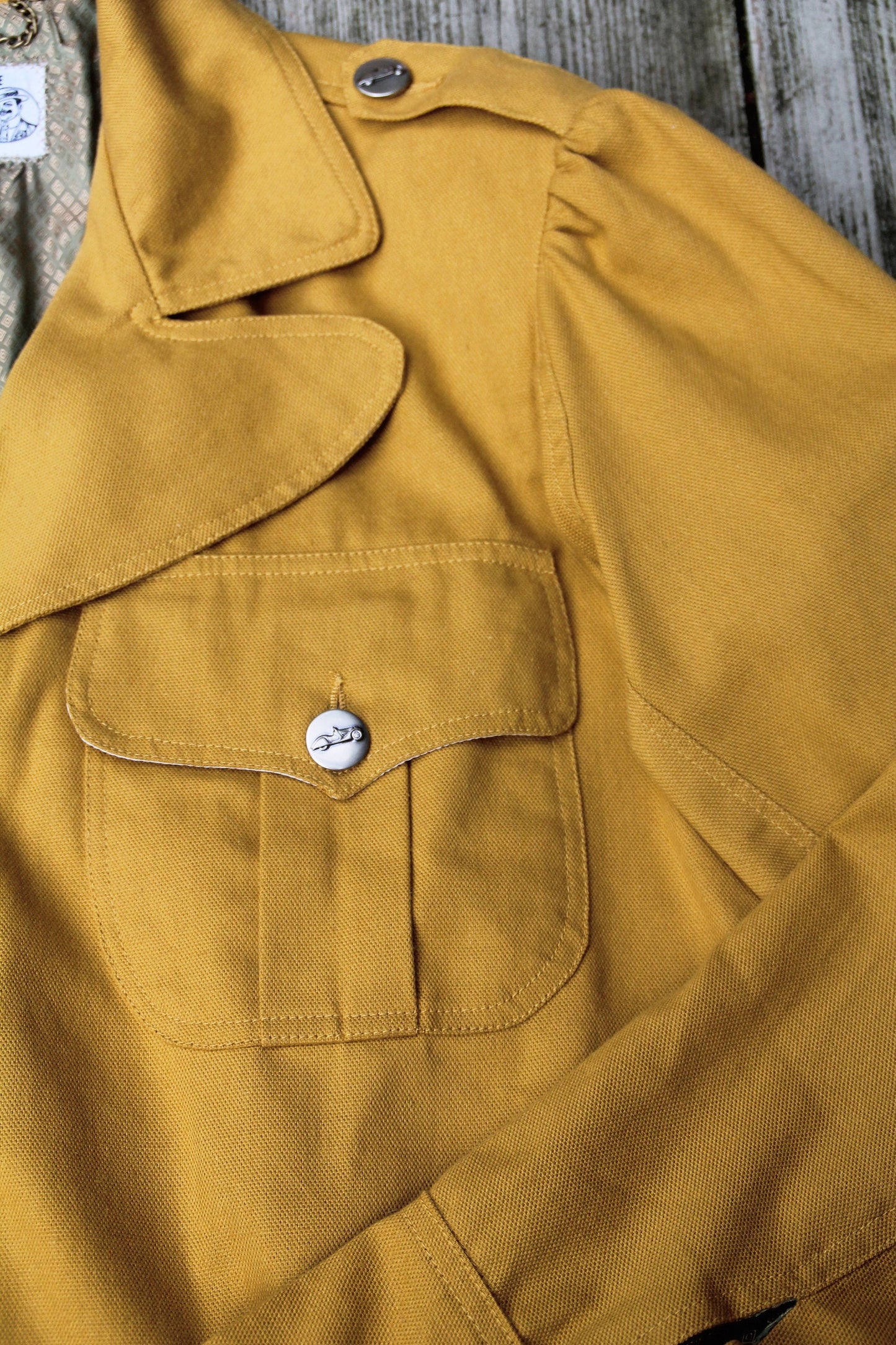 1940s style Ike jacket yellow cotton canvas retro workwear jacket B-stock 75% discount, please read description