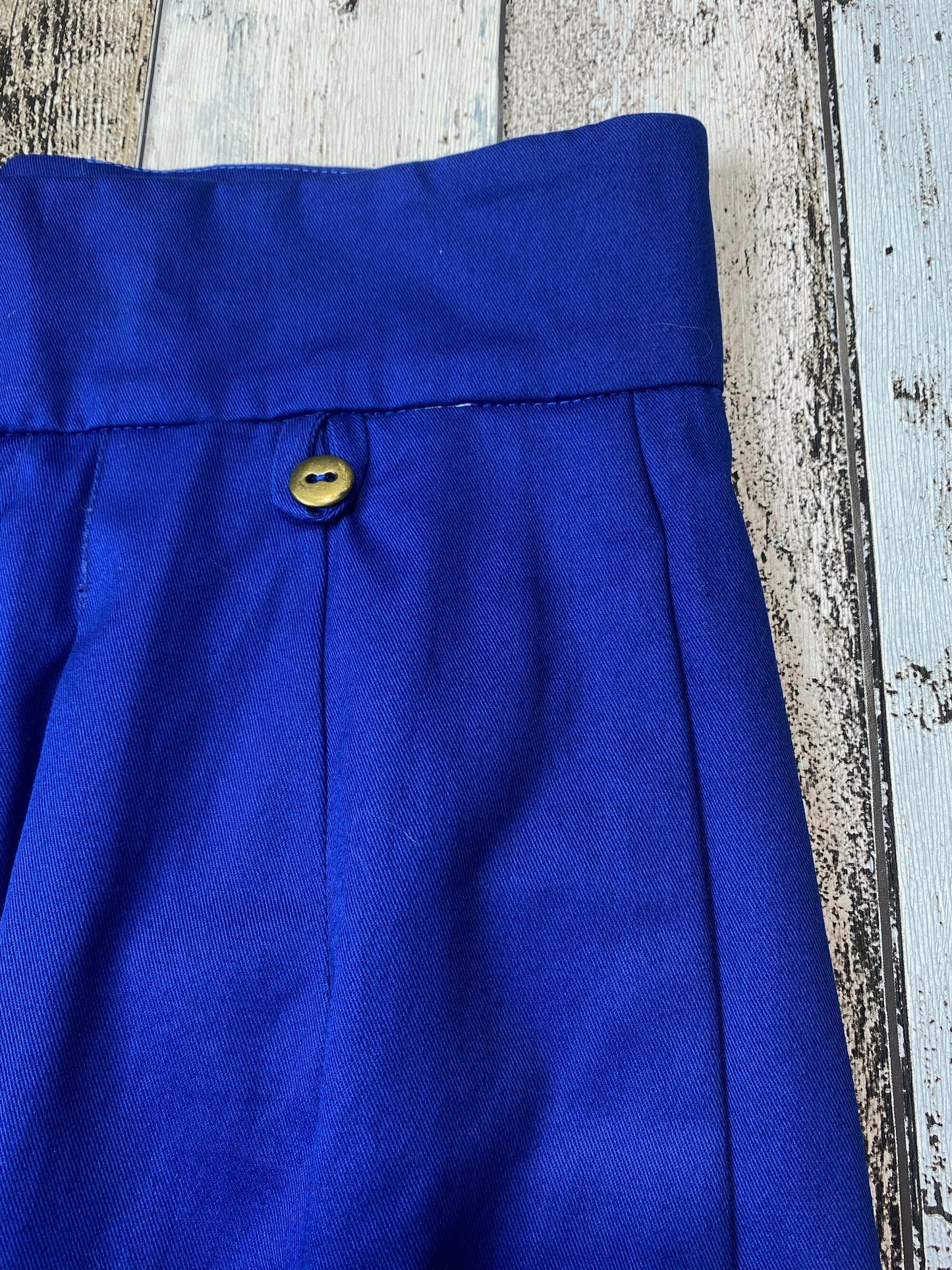 1940s blue high waisted trousers with pleated front in cotton