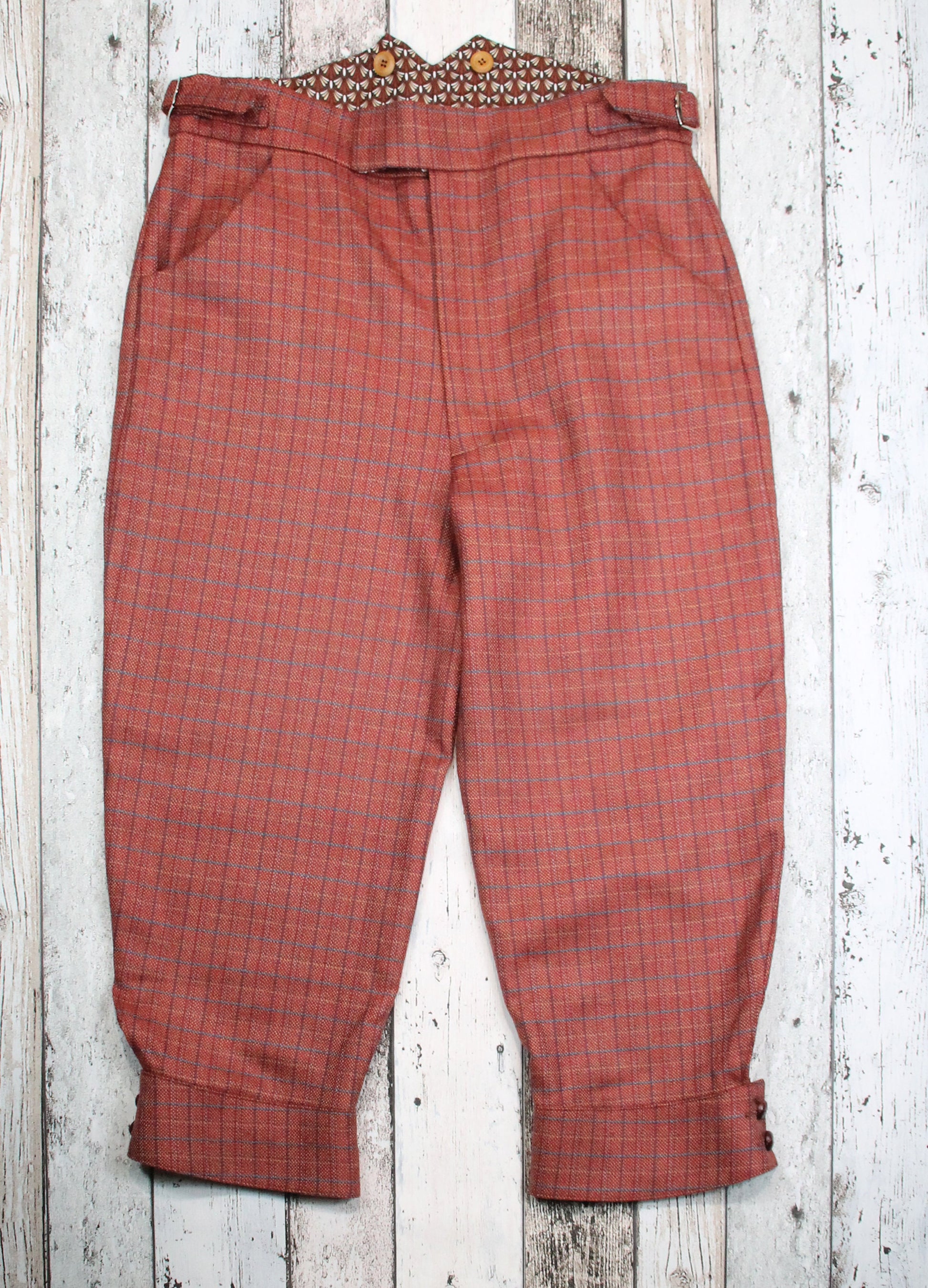 Vintage style knickerbockers ladies checkered red wool tweed, 1910s 1920s 1930s 1940s cycling breeches