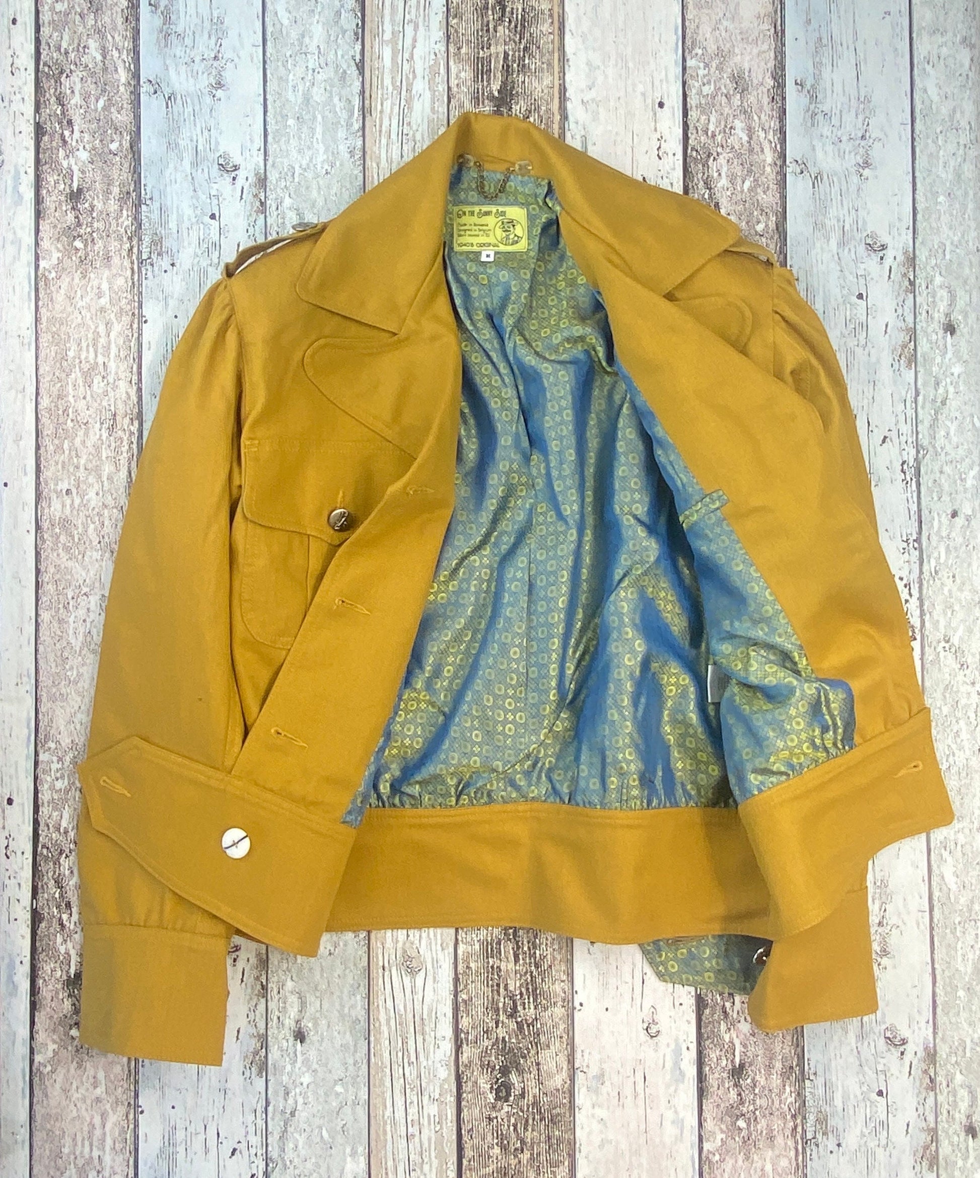 1940s style Ike jacket yellow cotton canvas retro workwear jacket B-stock 75% discount, please read description