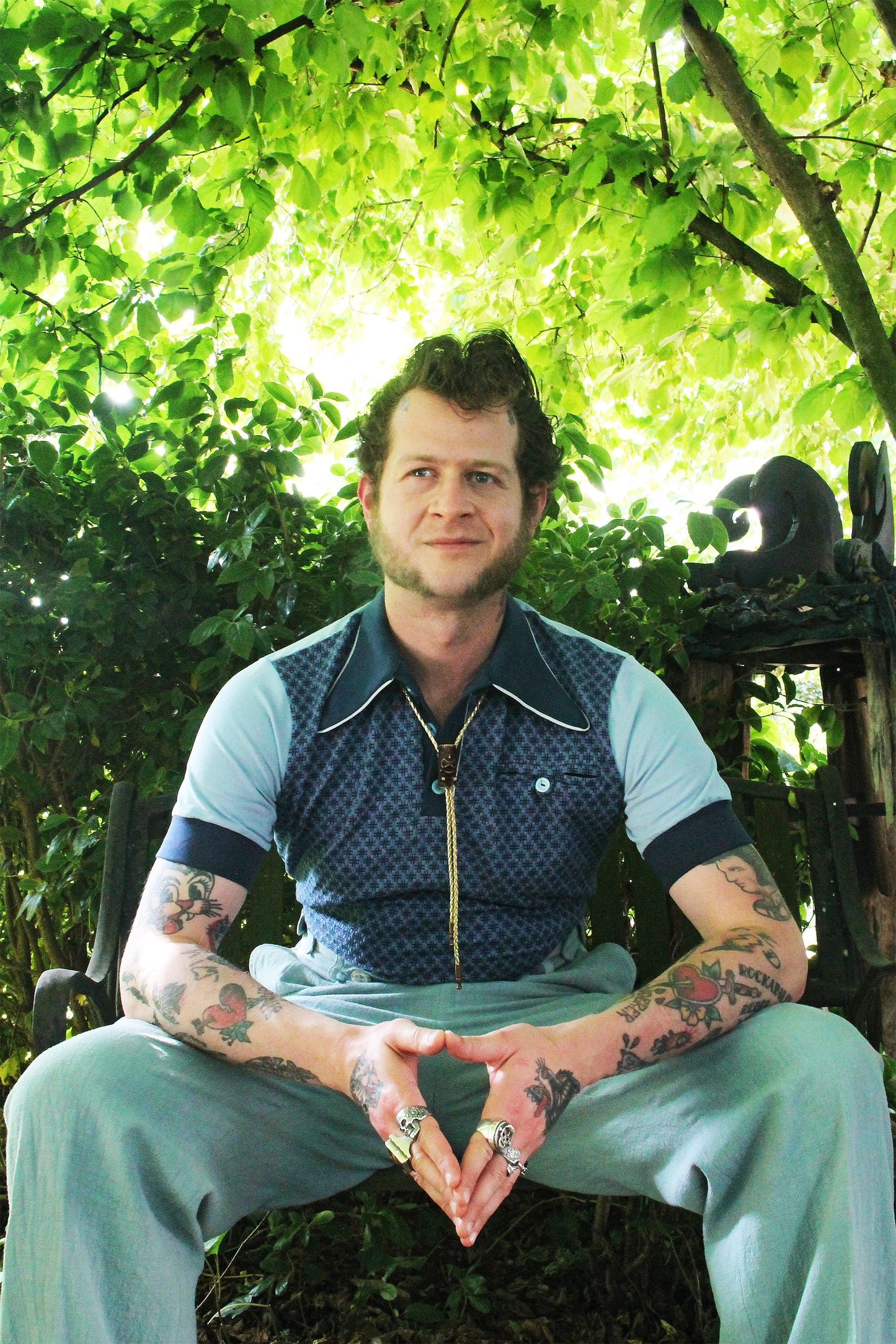 1940s vintage style polo shirt indigo blue retro mens shirt