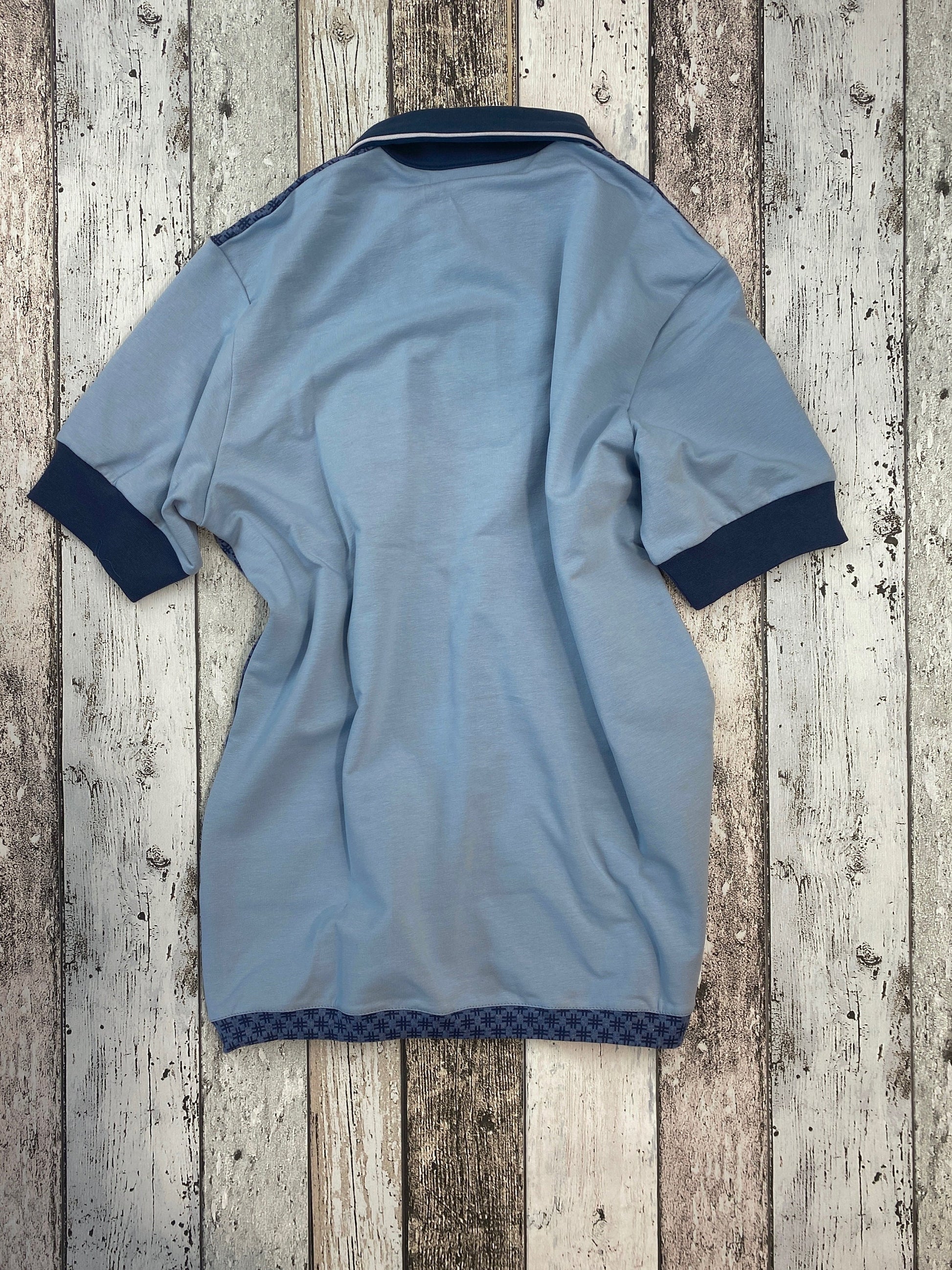 1940s vintage style polo shirt indigo blue retro mens shirt