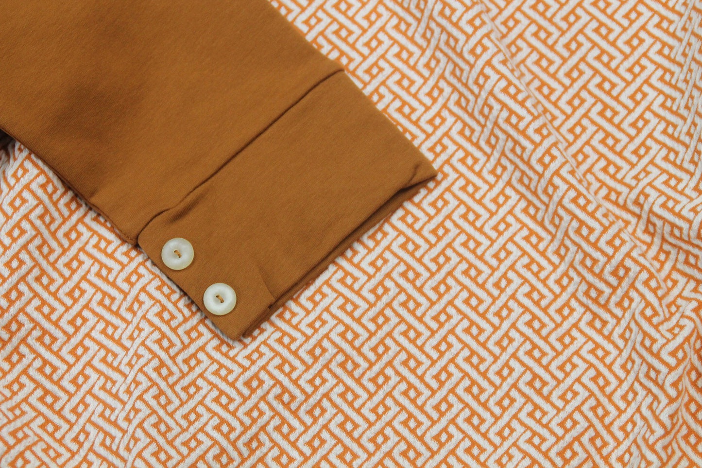 vintage inspired polo shirt long sleeve rust brown orange 1940s style spearpoint collar shirt