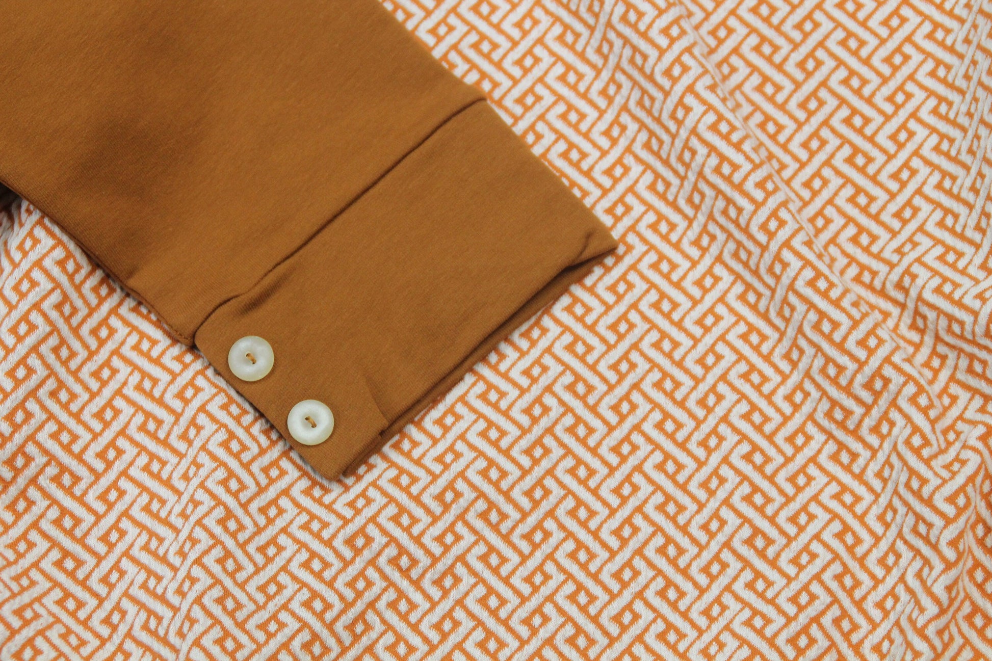 vintage inspired polo shirt long sleeve rust brown orange 1940s style spearpoint collar shirt