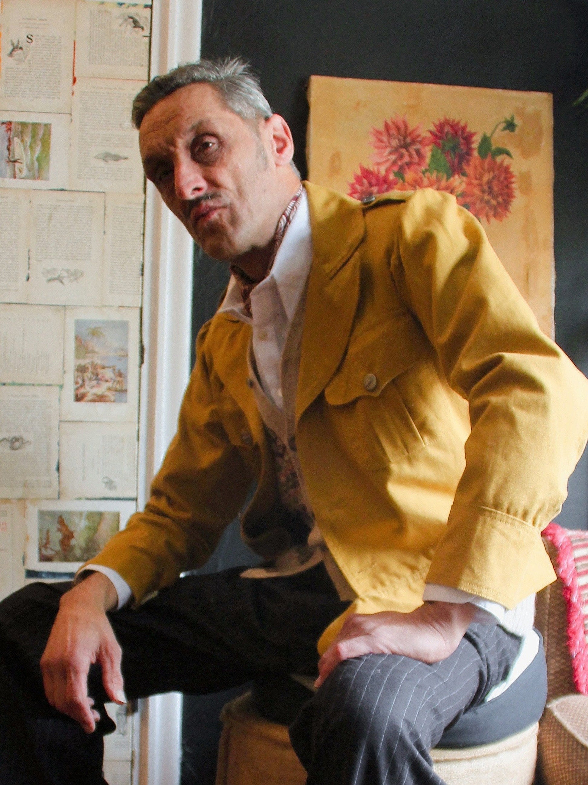 1940s style Ike jacket yellow cotton canvas retro workwear jacket B-stock 75% discount, please read description