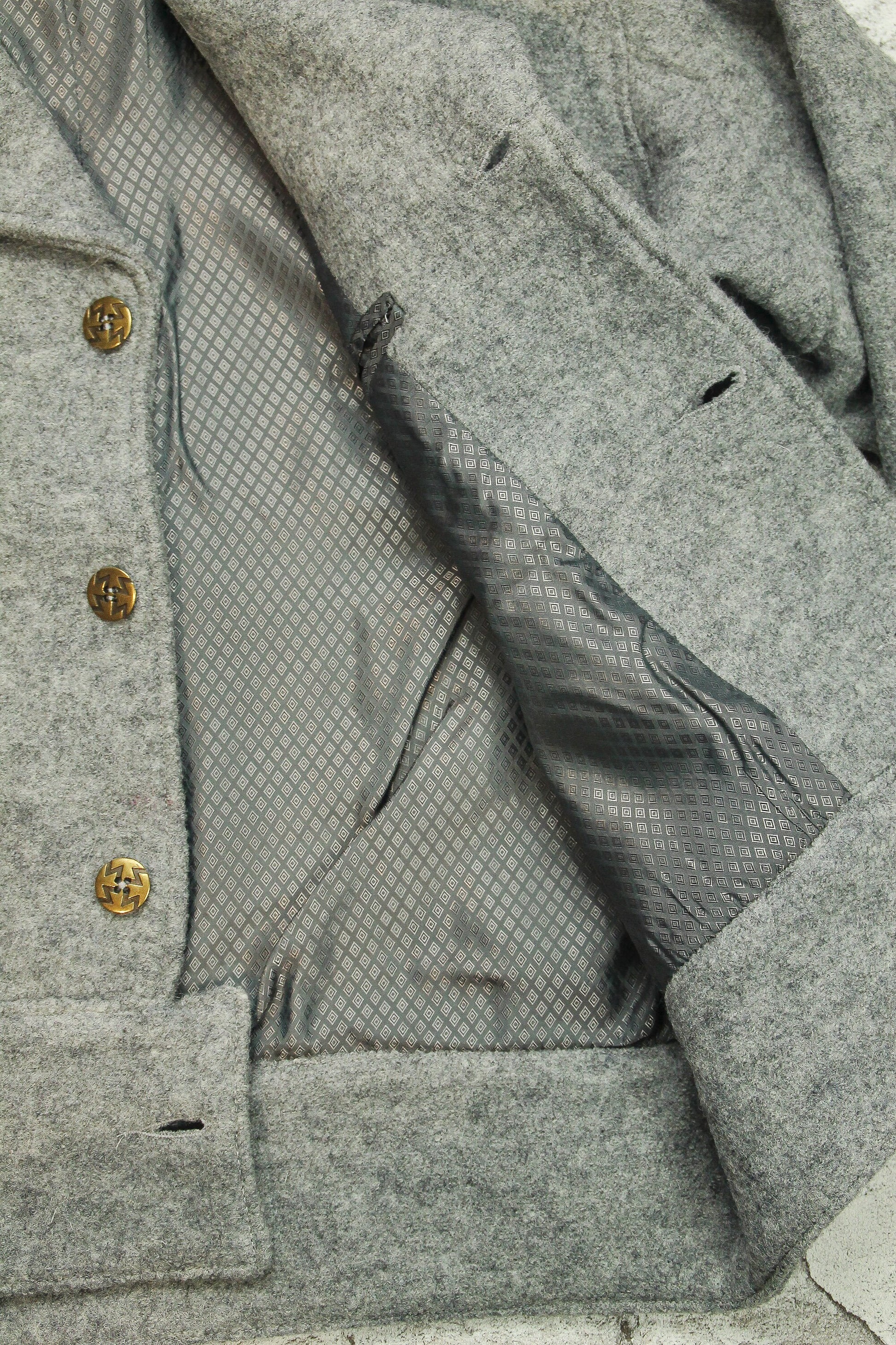 1940s vintage style repro Ike jacket or Eisenhower jacket in Grey melange pure wool