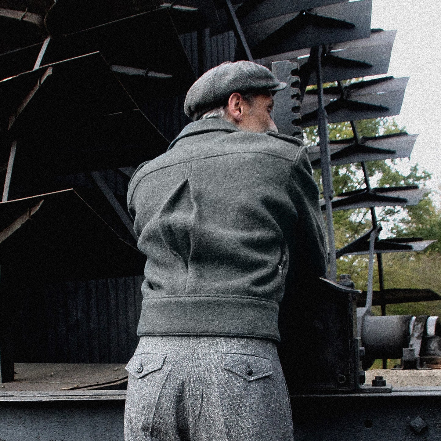 1940s vintage style repro Ike jacket or Eisenhower jacket in Grey melange pure wool