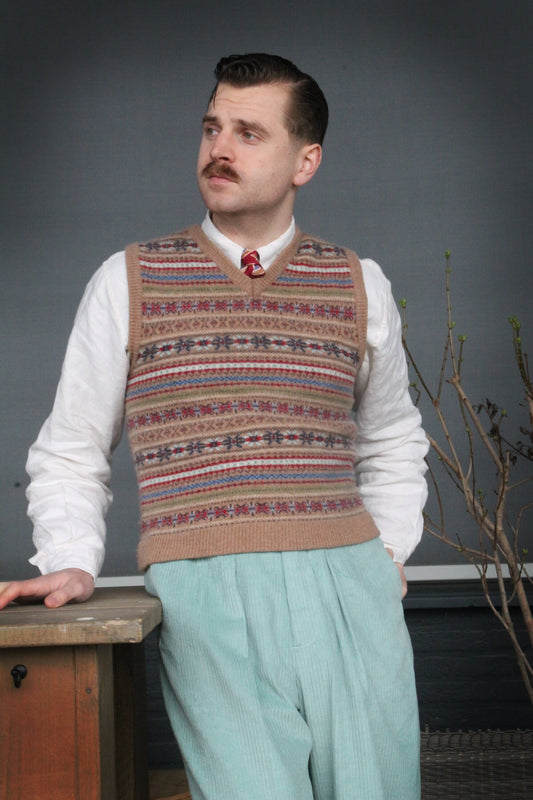 Vintage Men's Corduroy Trousers mint, 1940s Inspired High Waist 1930s Style Pants