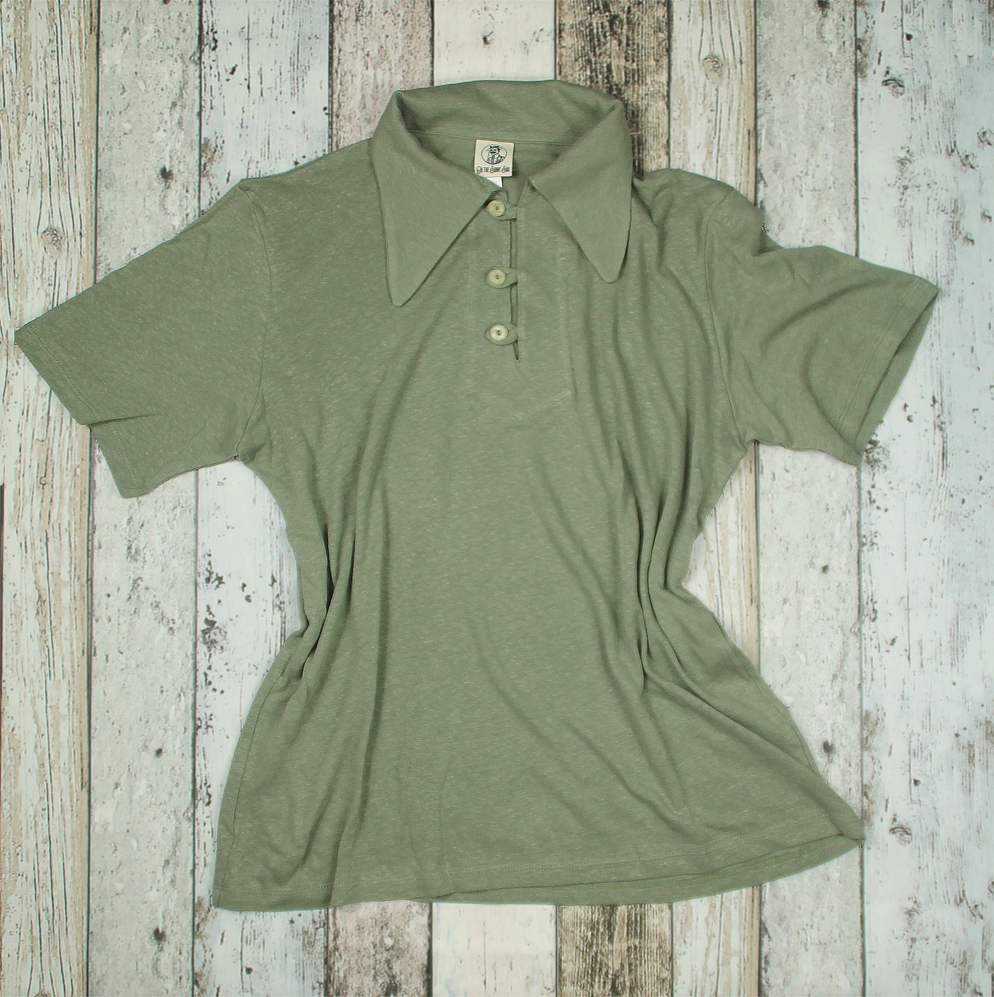 vintage style Olive Green Linen Polo - Vintage 1930s Retro Sport Shirt for Men