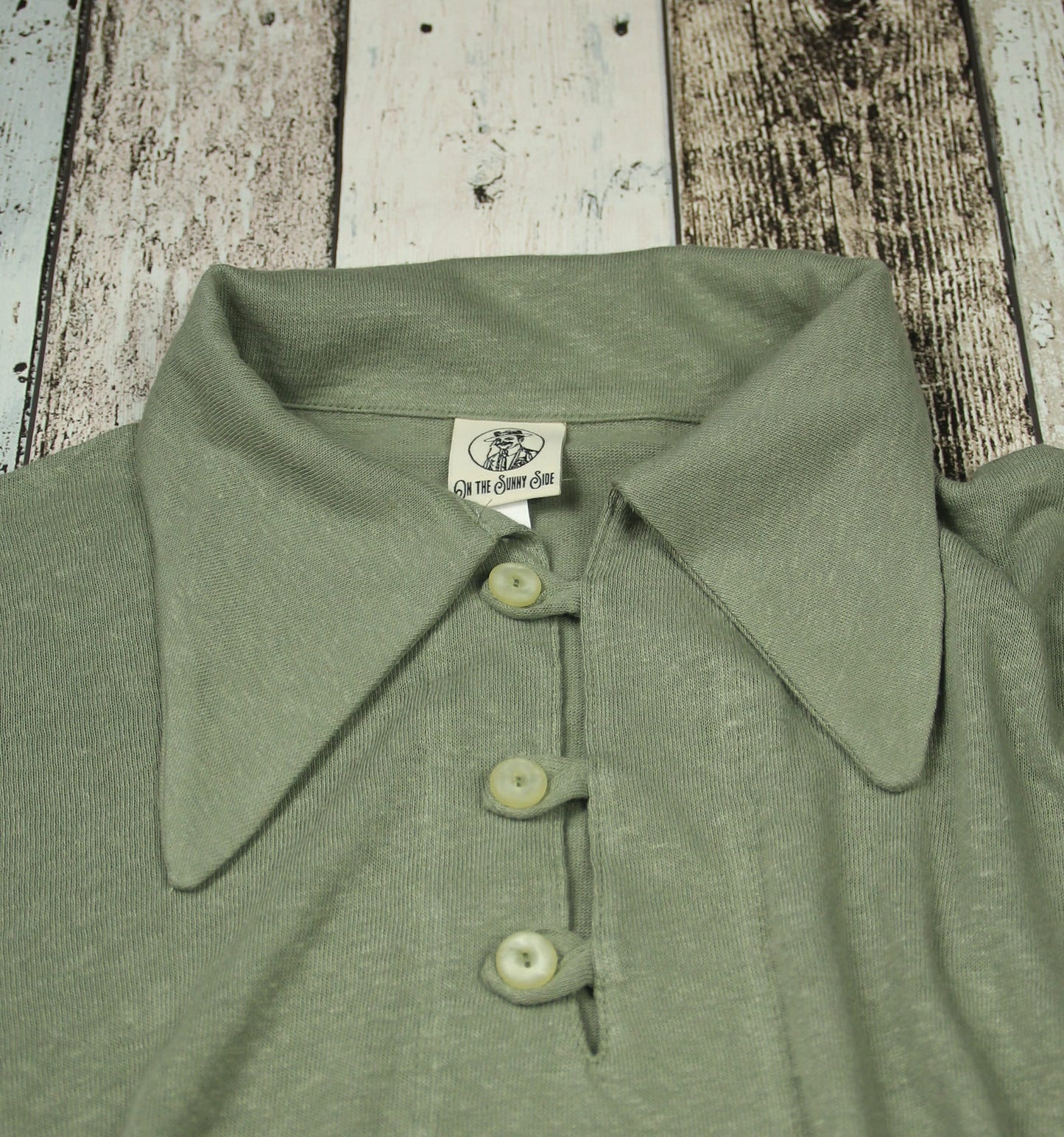 vintage style Olive Green Linen Polo - Vintage 1930s Retro Sport Shirt for Men