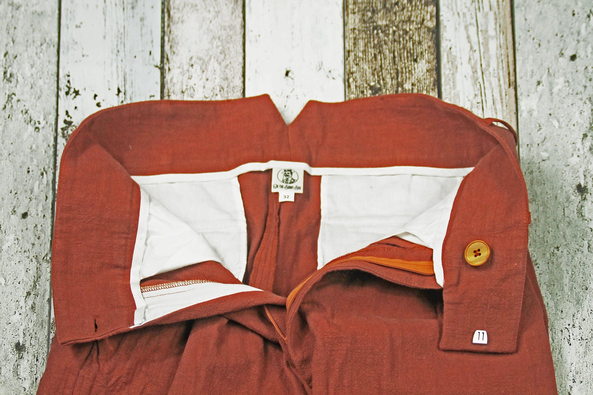 1940s Vintage Style Trousers Brown Linen, Classic High Waist Pleated Pants, 1930s Fashion