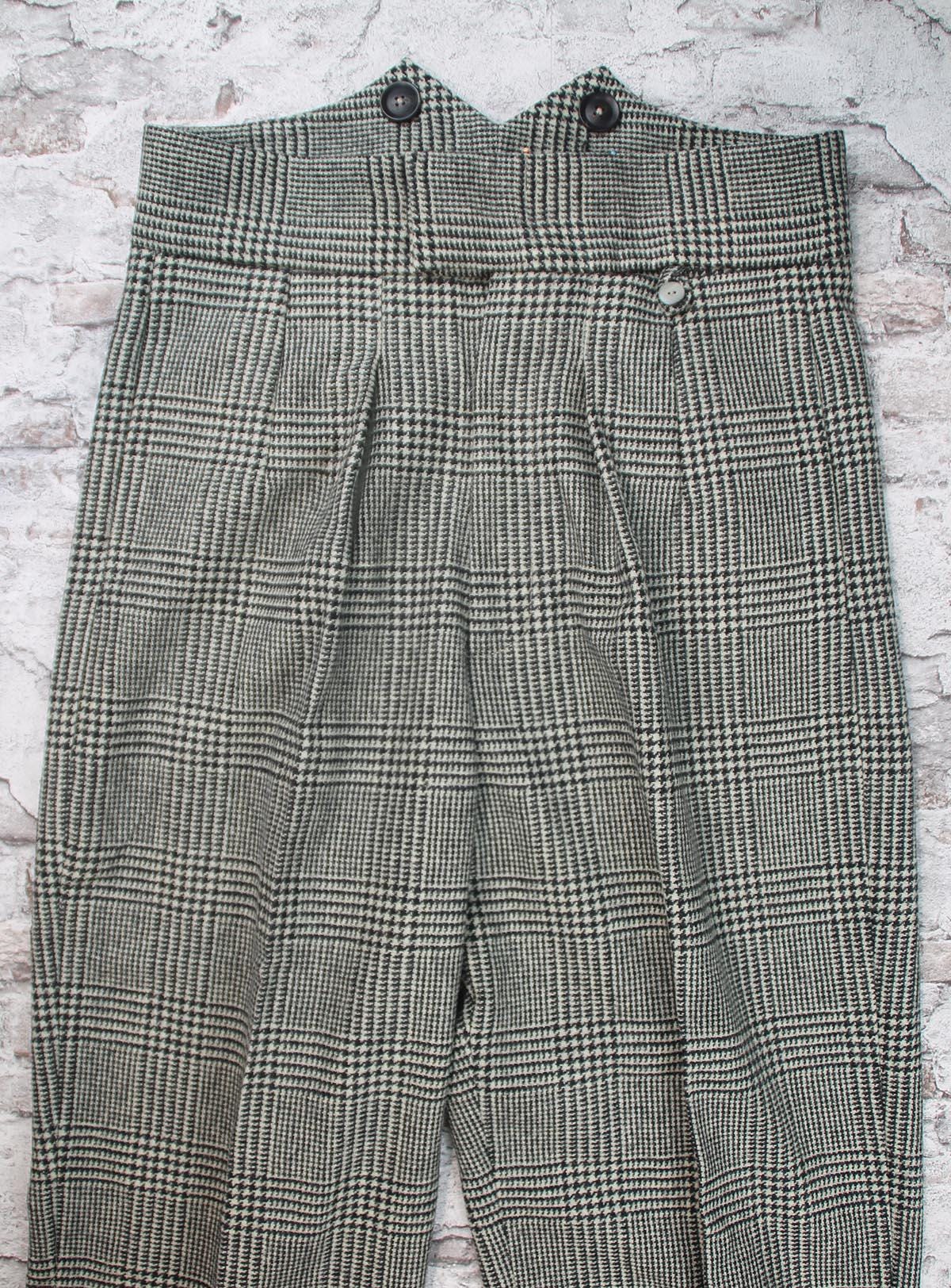 Vintage Style Wool Houndstooth Trousers: High Waist Glenn Check Pants
