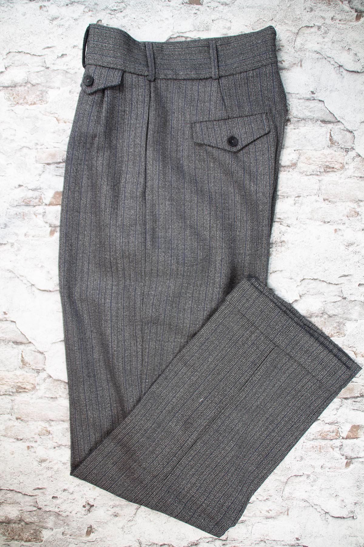 Vintage style high waistcoat in grey and black striped wool