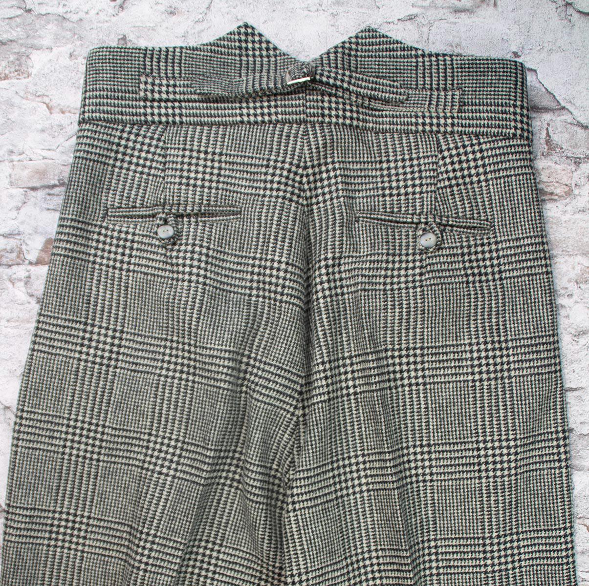 Vintage Style Wool Houndstooth Trousers: High Waist Glenn Check Pants