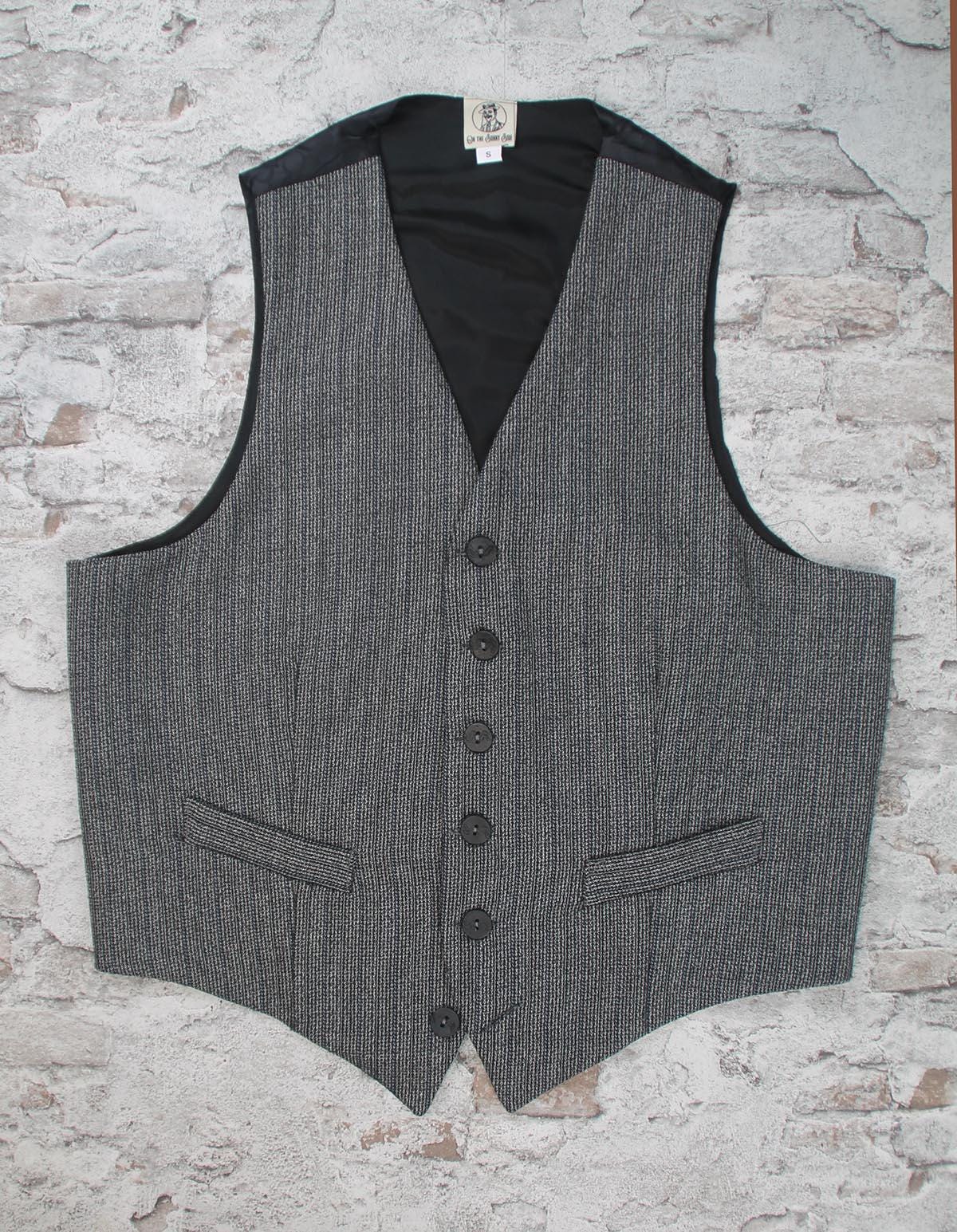 Vintage style high waistcoat in grey and black striped wool