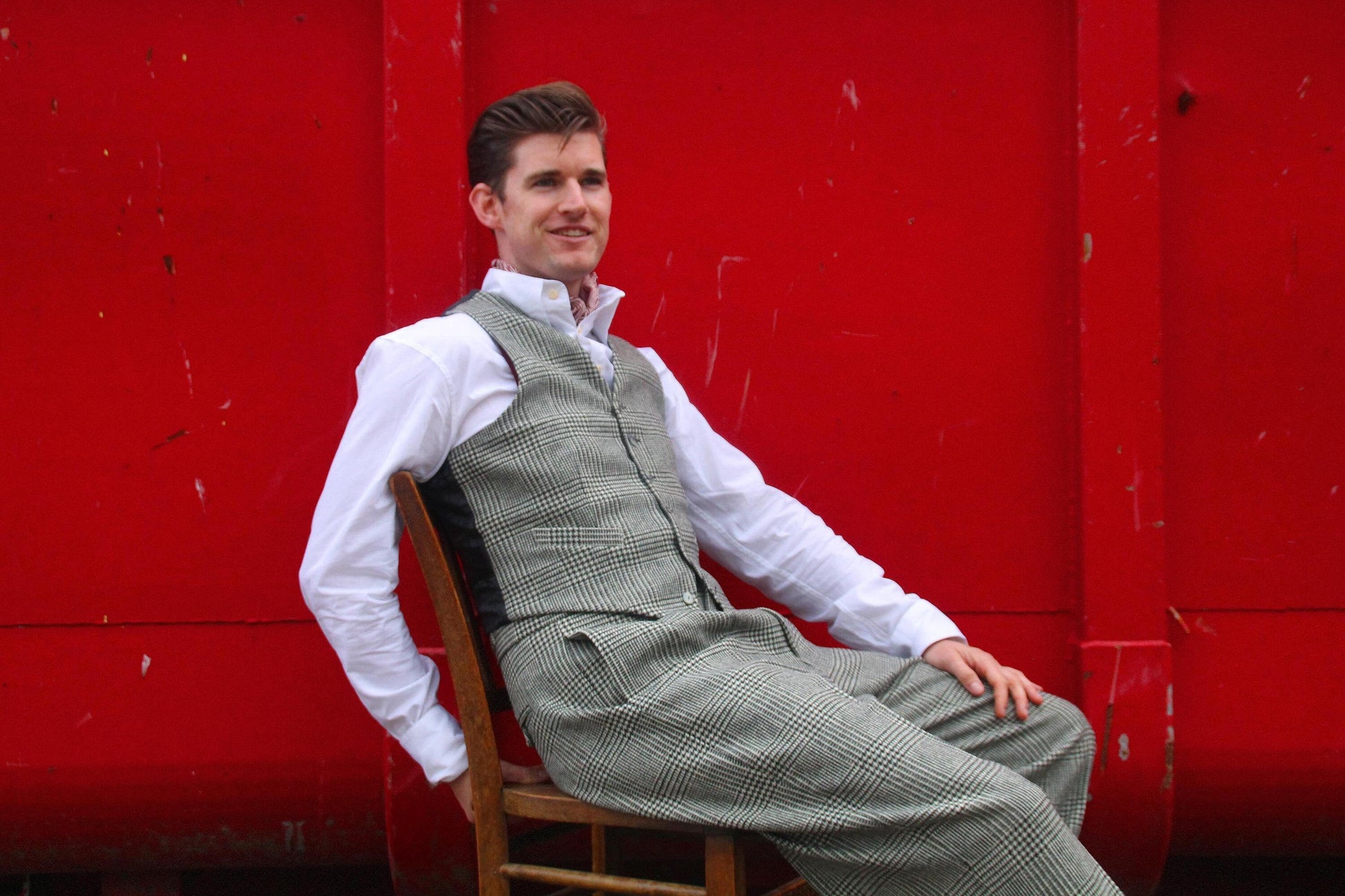 Vintage Style Wool Houndstooth Trousers: High Waist Glenn Check Pants