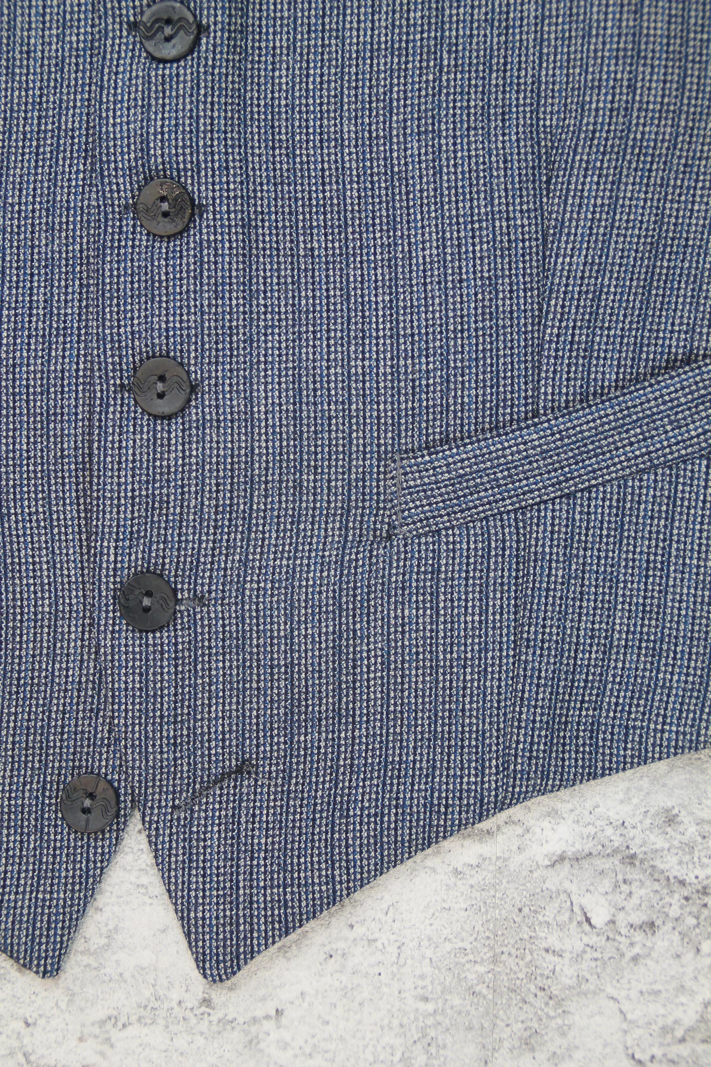 1940s Style Wool Trousers: High Waisted Pleated grey and Indigo Blue