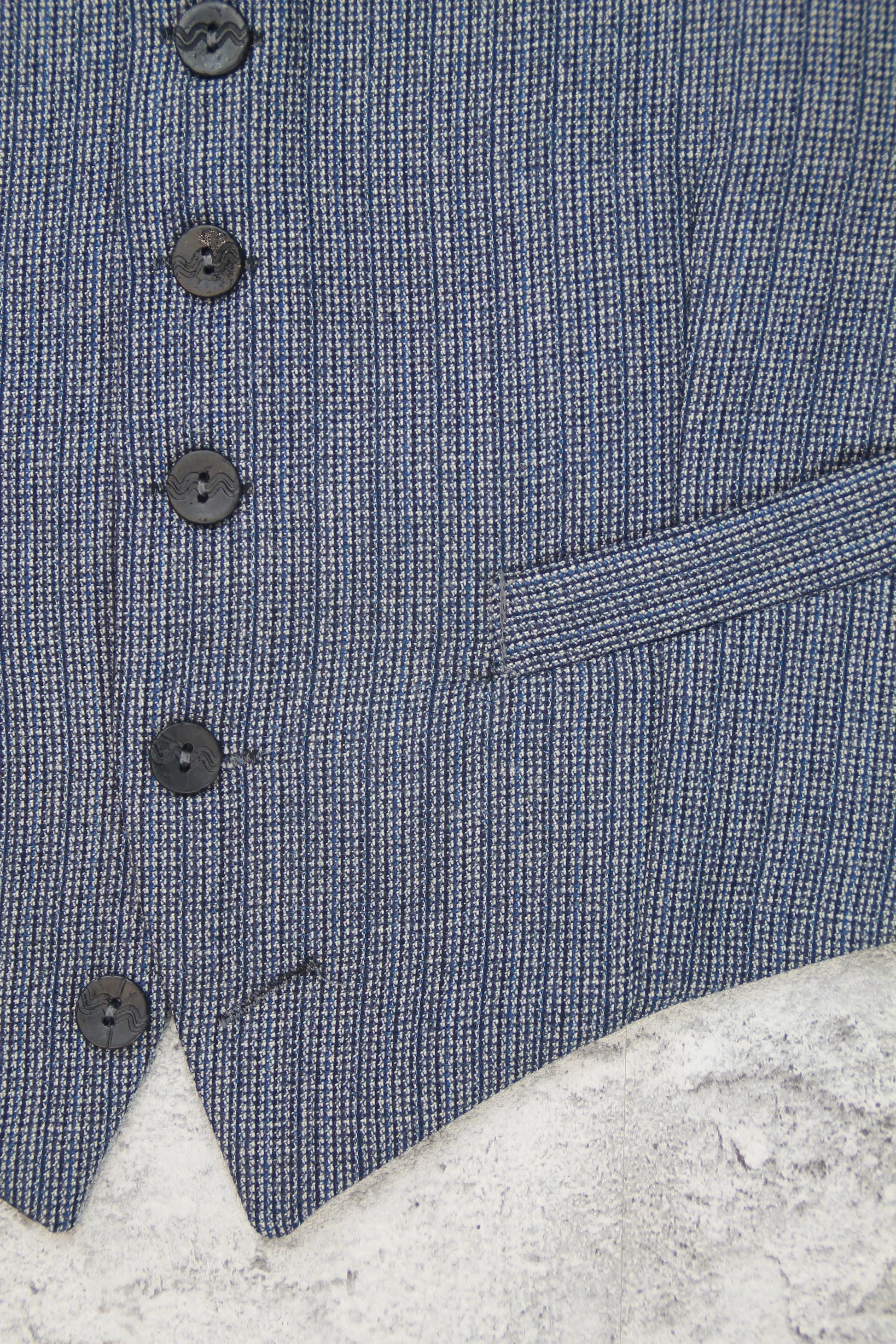 1940s Style Wool Trousers: High Waisted Pleated grey and Indigo Blue