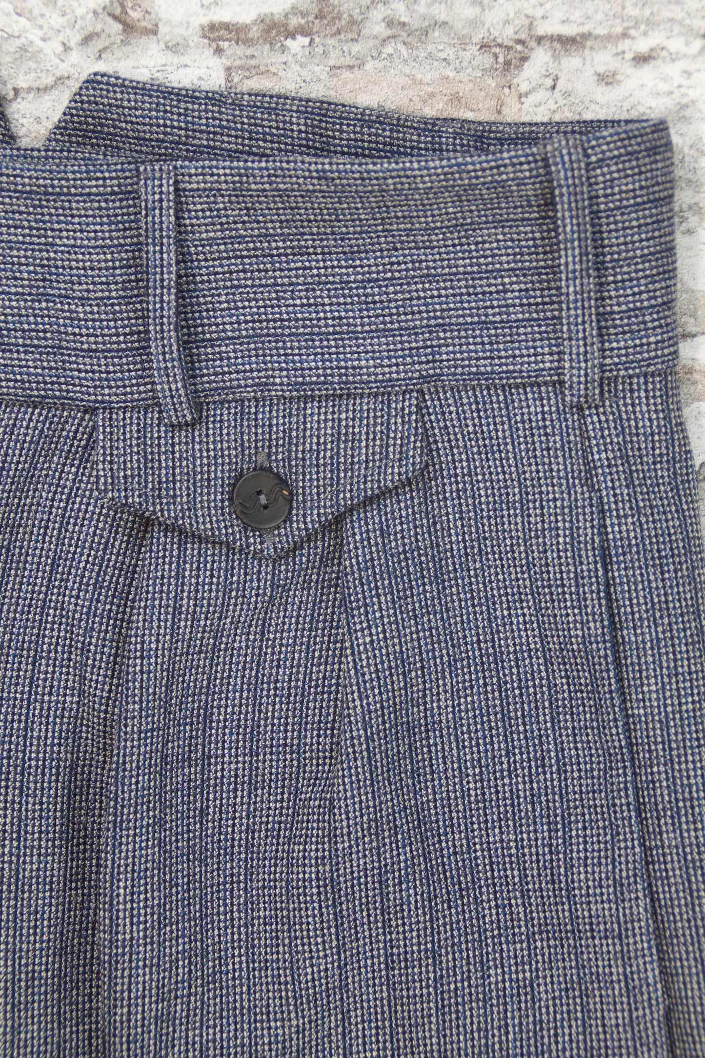 1940s Style Wool Trousers: High Waisted Pleated grey and Indigo Blue