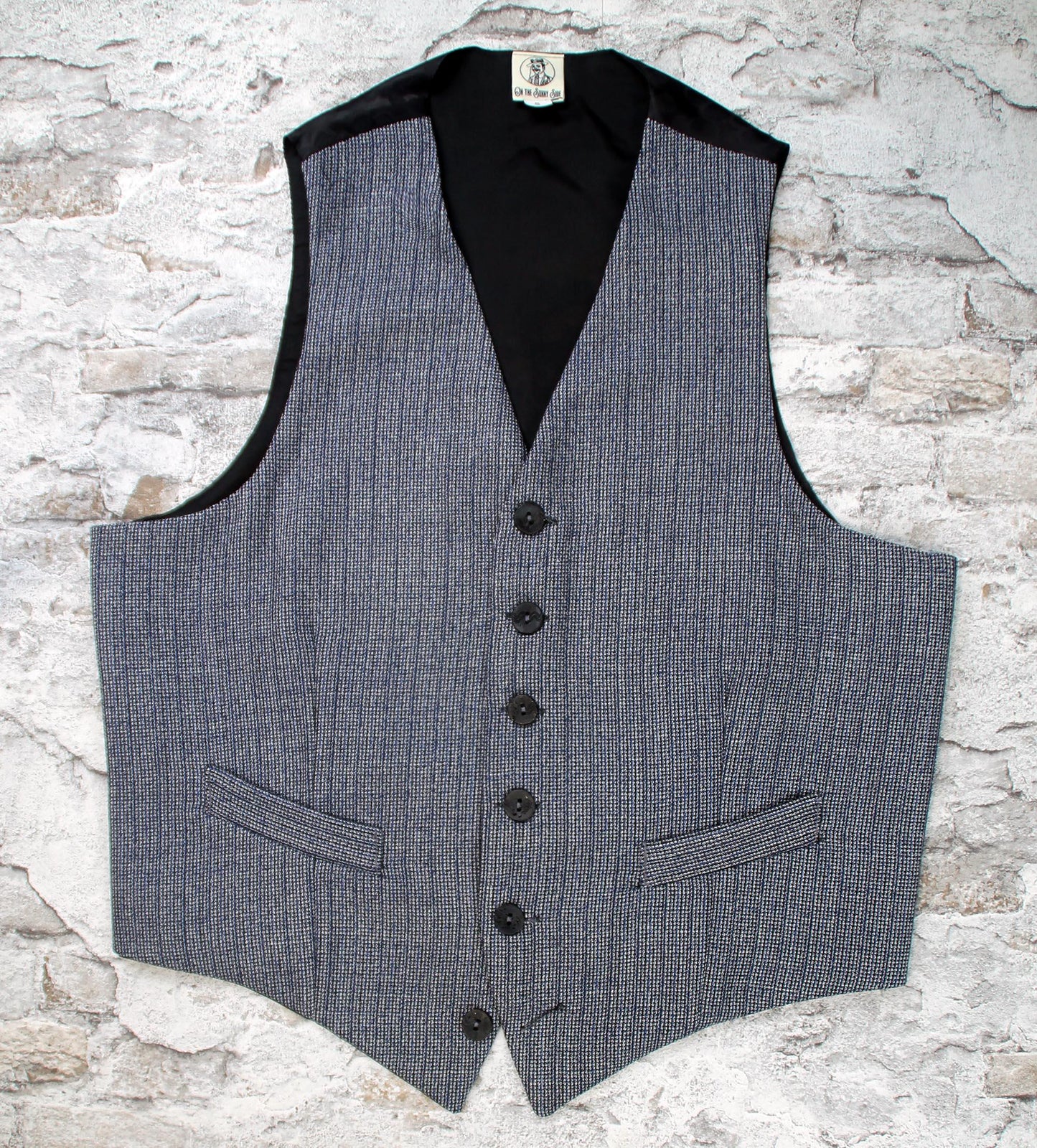 1940s Style Wool Trousers: High Waisted Pleated grey and Indigo Blue