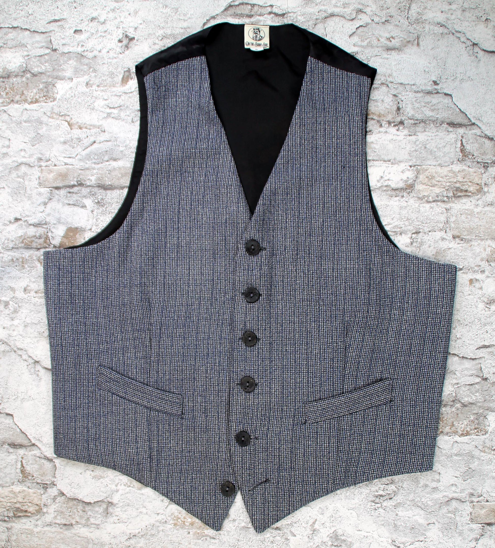 1940s Style Wool Trousers: High Waisted Pleated grey and Indigo Blue