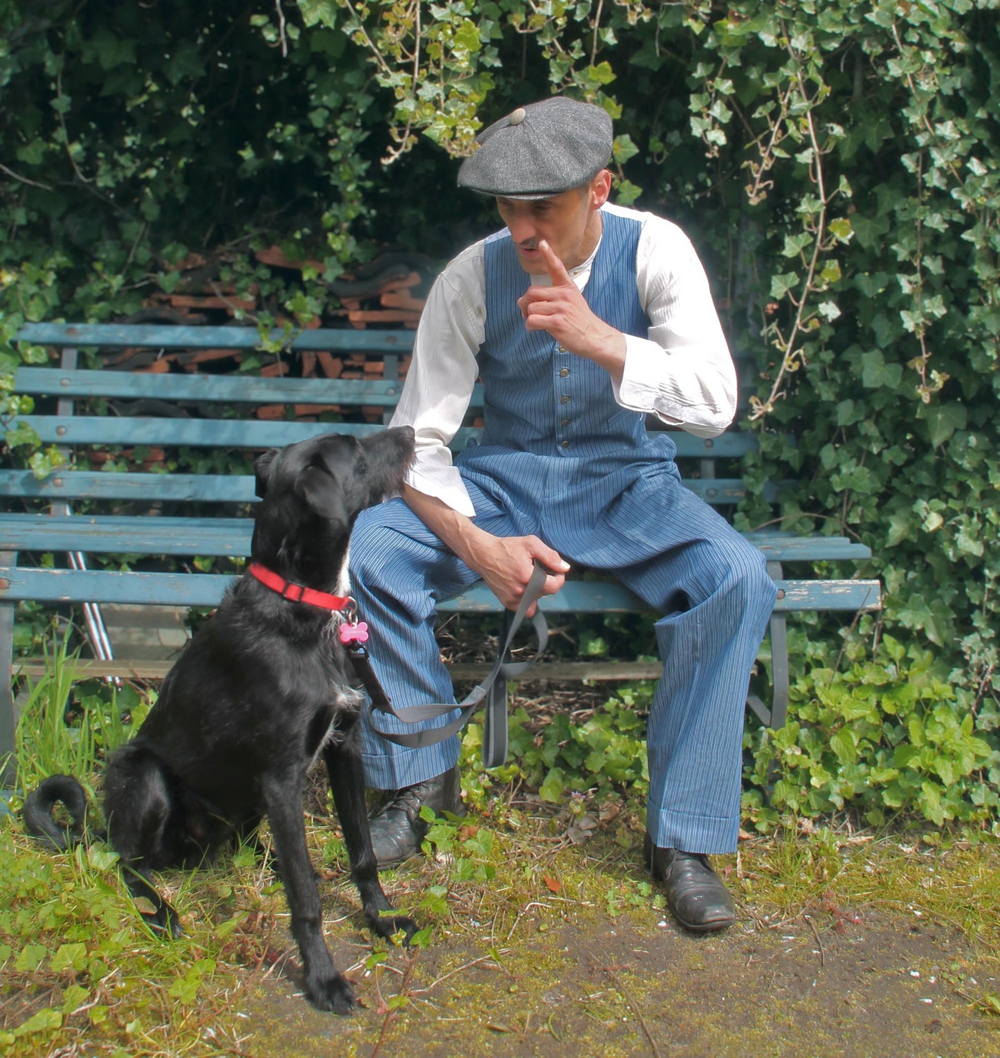 1940s Style Striped Cotton Trousers