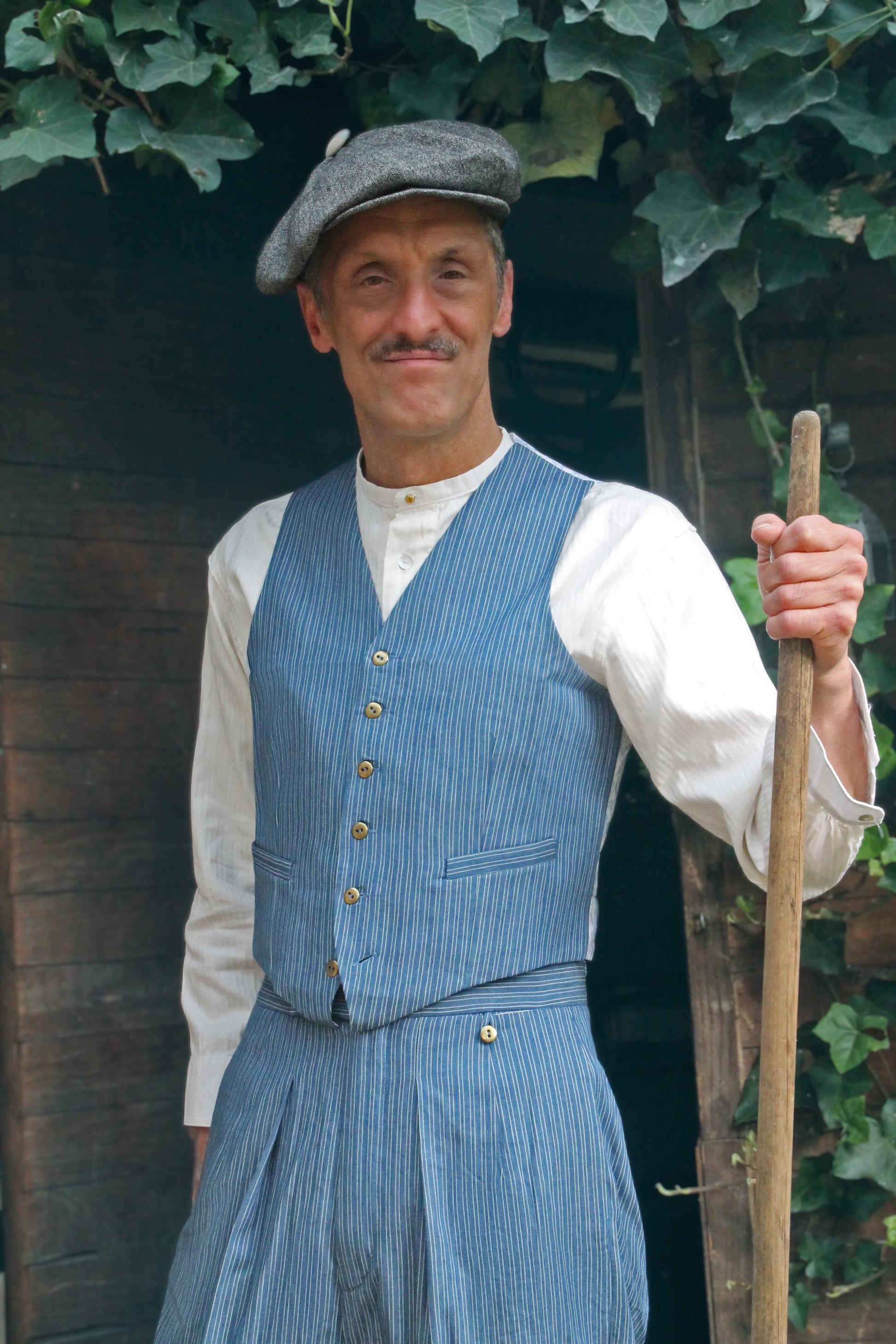 1940s Style Striped Cotton Trousers