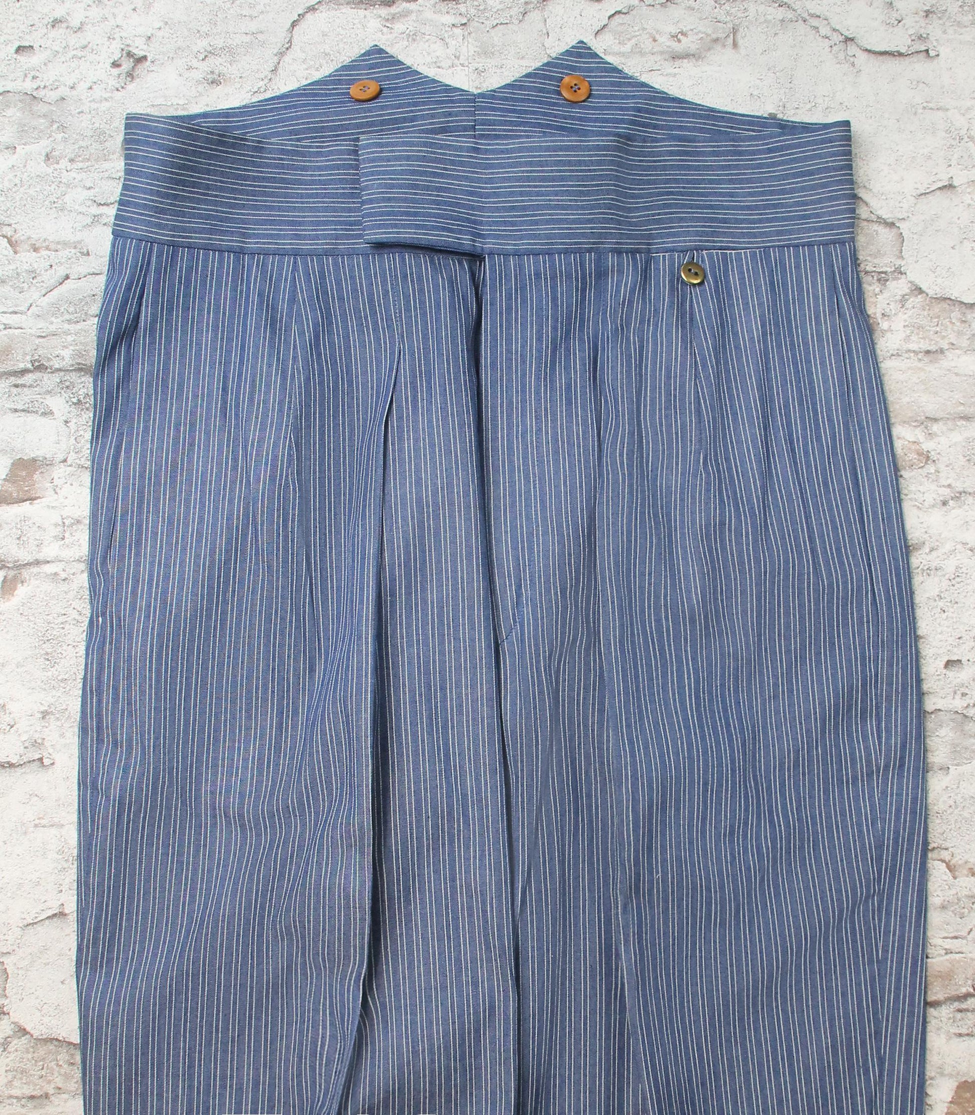 1940s Style Striped Cotton Trousers