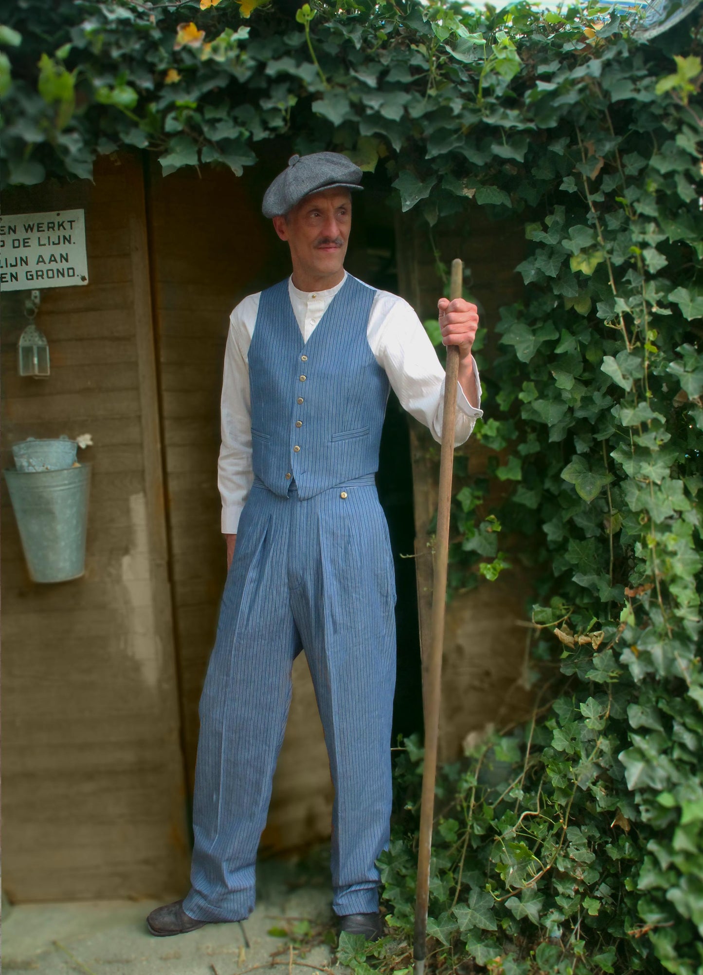 1940s Style Striped Cotton Trousers