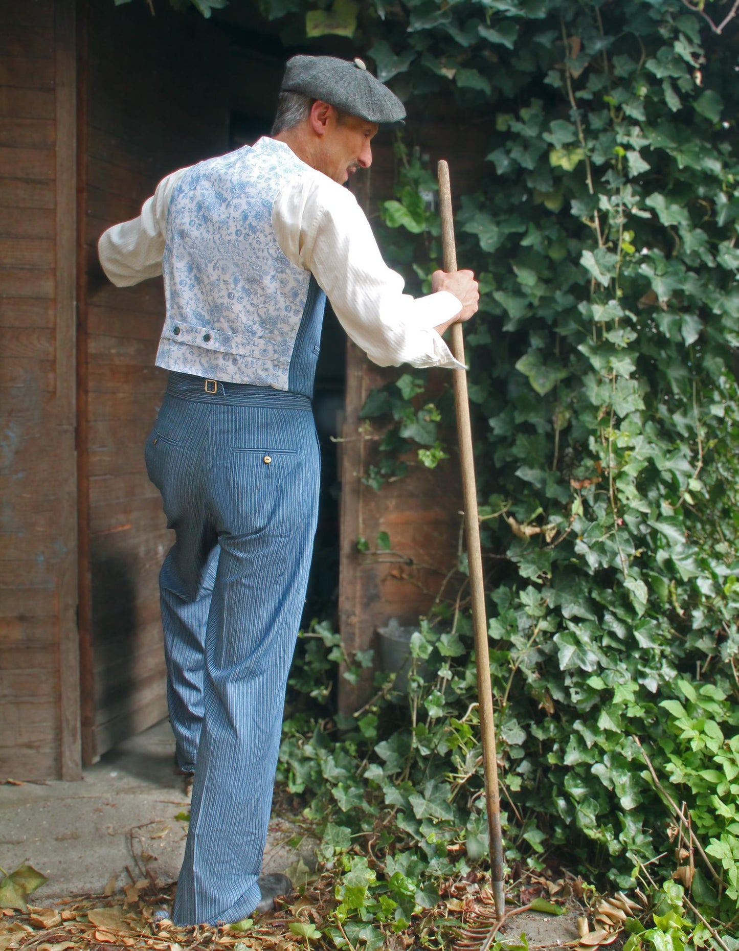 1940s Style Striped Cotton Trousers