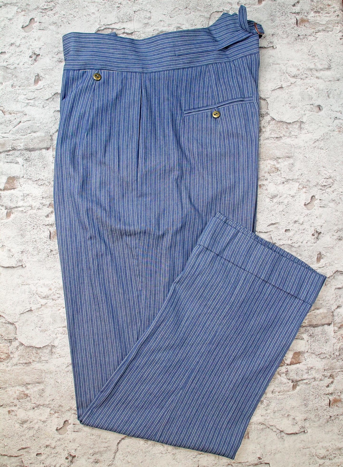 1940s Style Striped Cotton Trousers