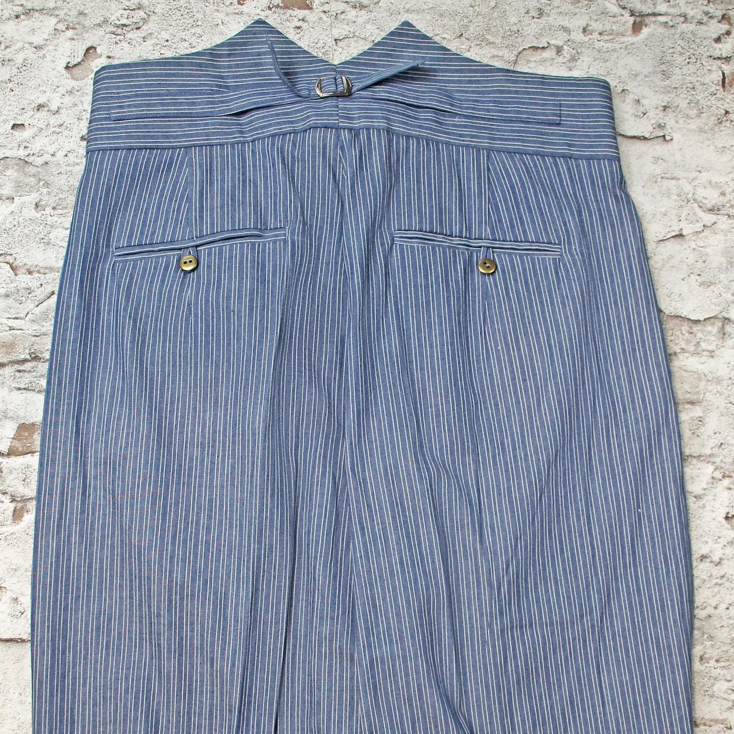 1940s Style Striped Cotton Trousers