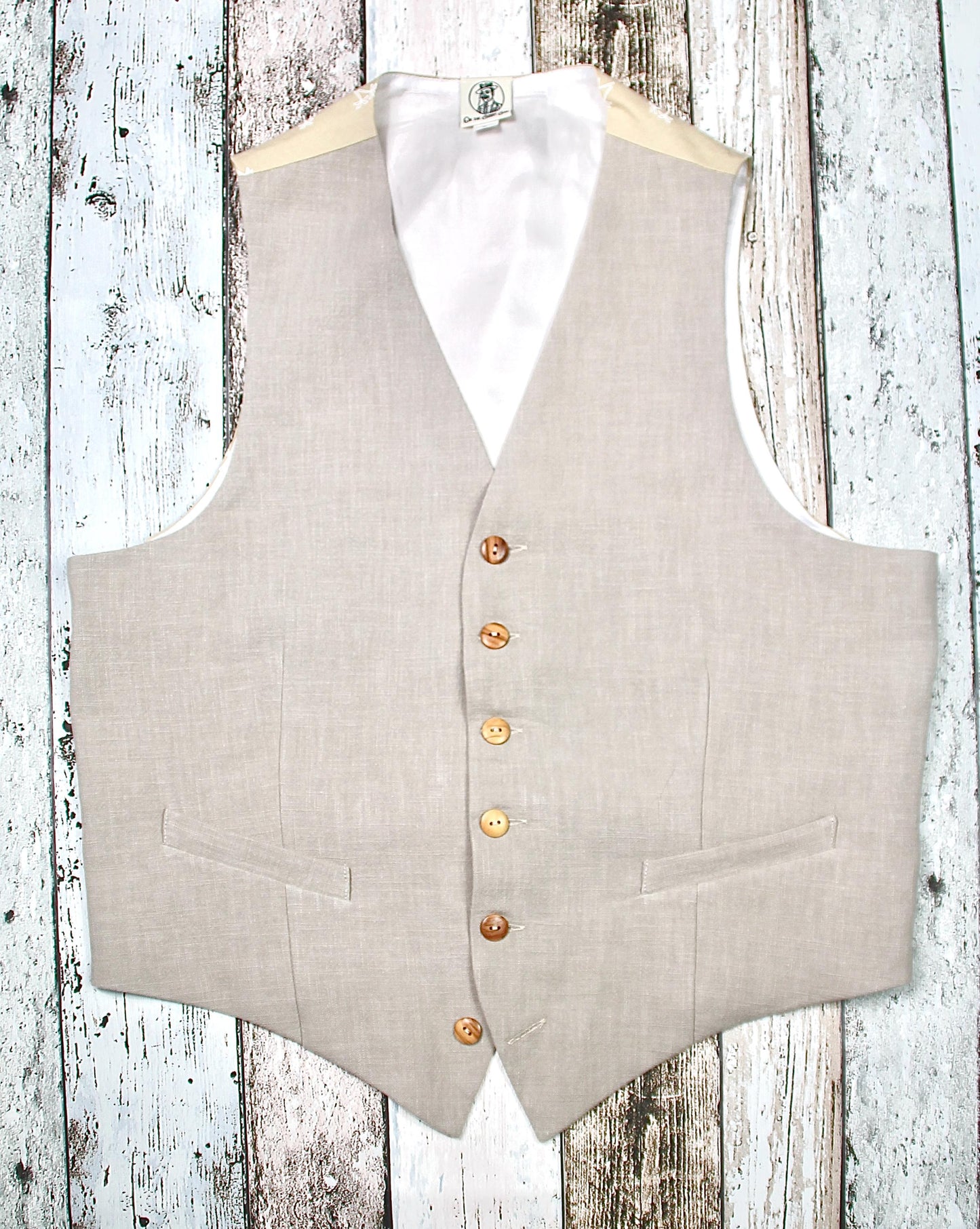 Vintage Style Tailored Waistcoat in light grey linen