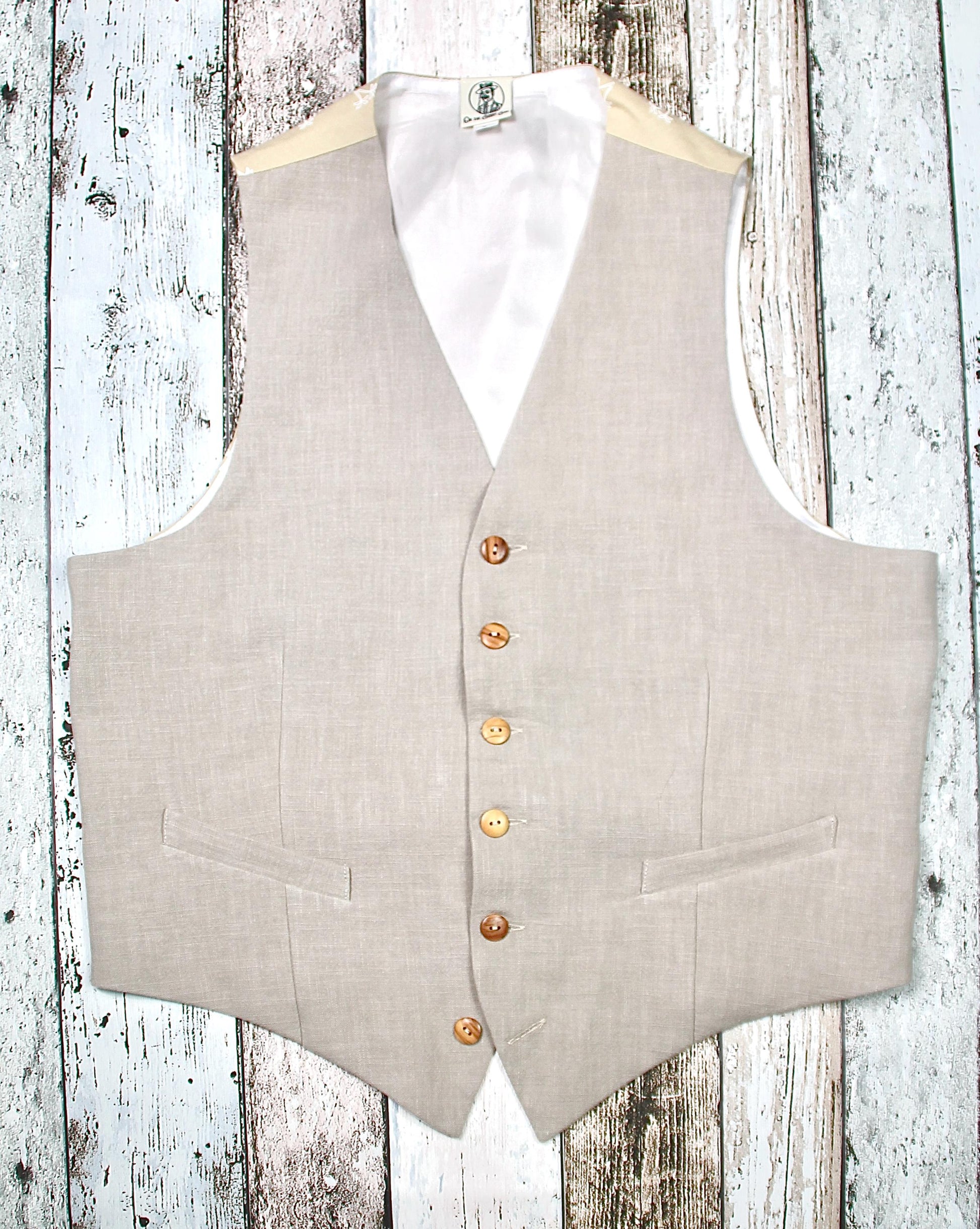 Vintage Style Tailored Waistcoat in light grey linen