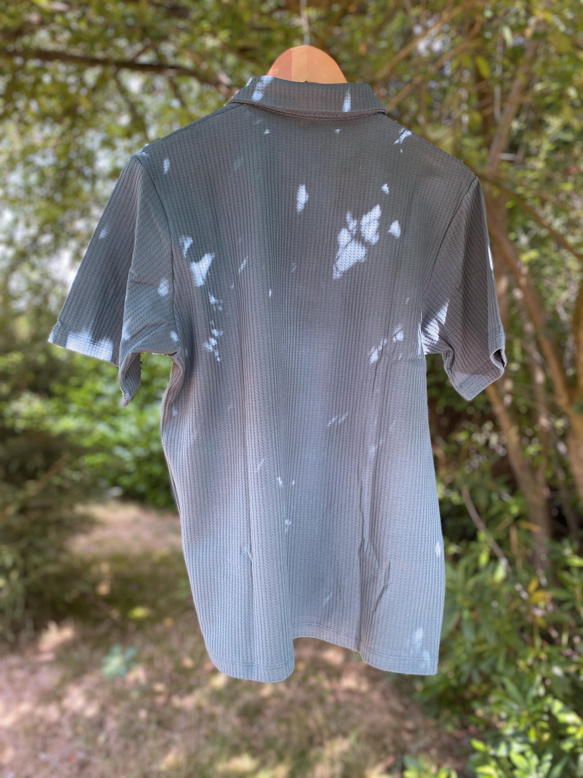 Mens polo shirt bio cotton jersey petrol blue and copper