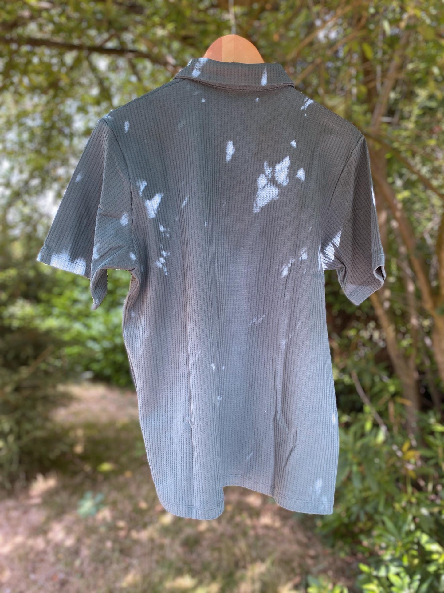 1930s style organic cotton polo shirt caramel brown orange