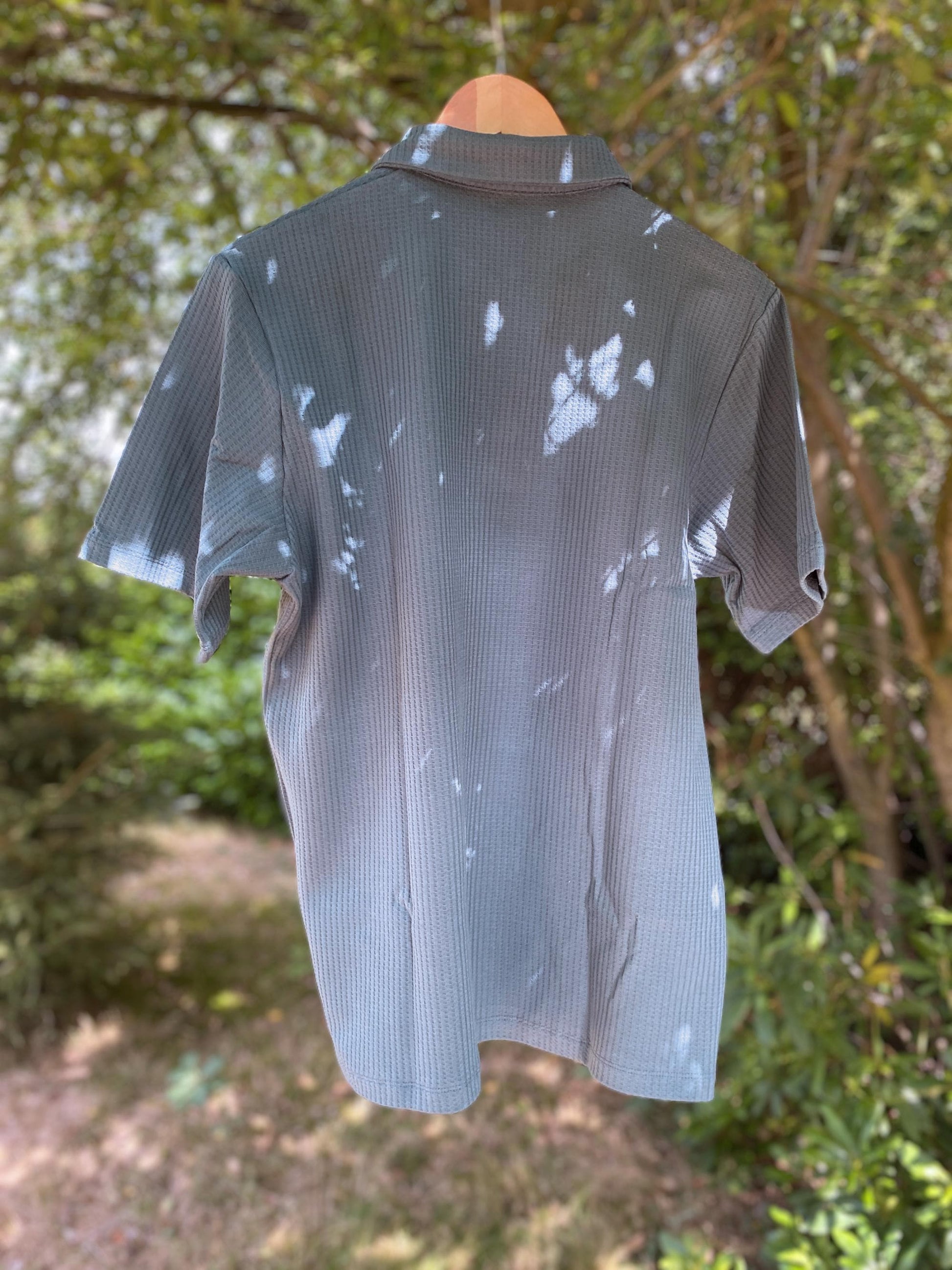 1930s style organic cotton polo shirt caramel brown orange