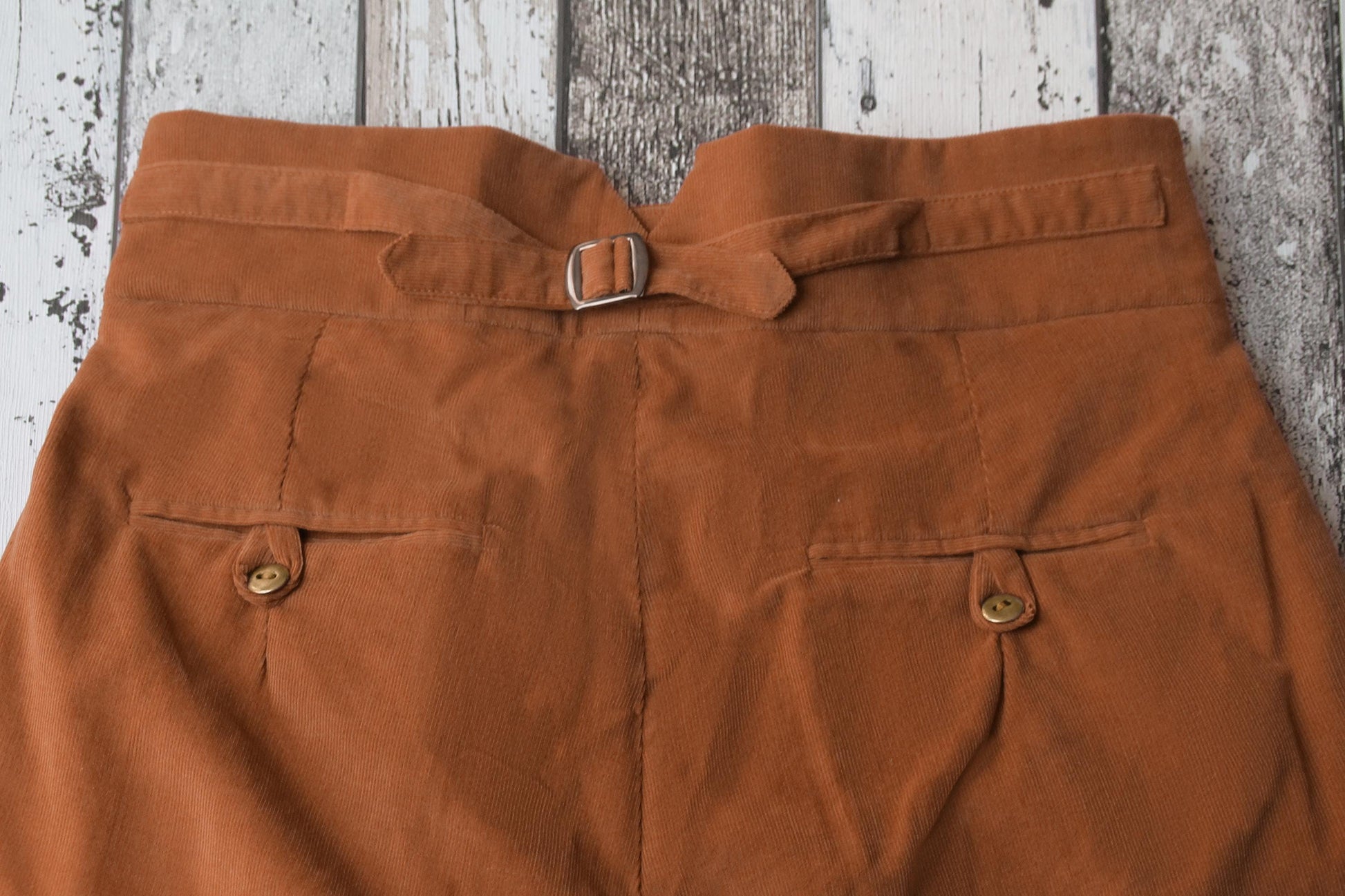 1940s Style Corduroy Trousers: High Waisted Golden Brown Pleated Pants