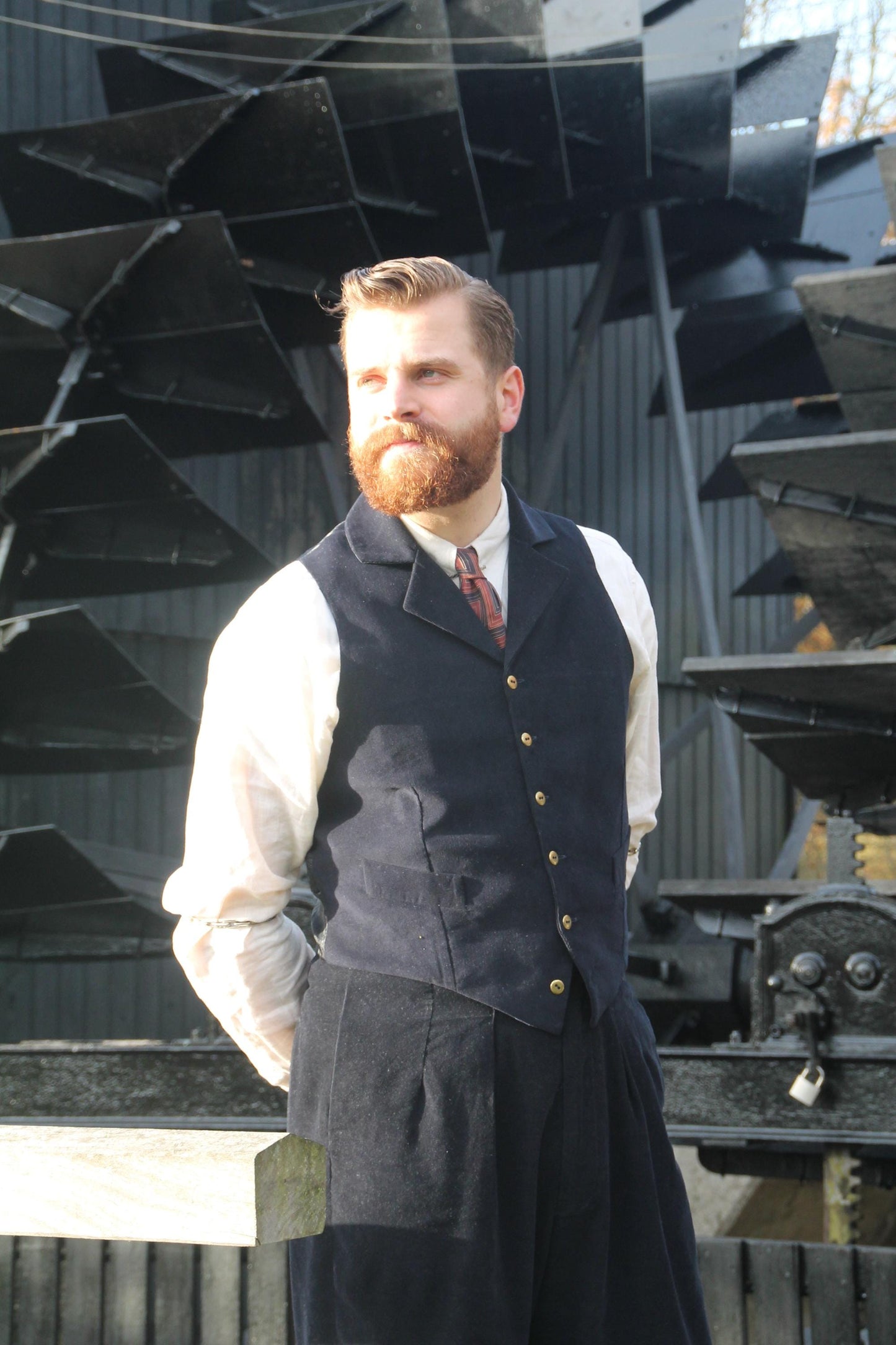 1940s Style Corduroy Trousers: High Waisted Golden Brown Pleated Pants