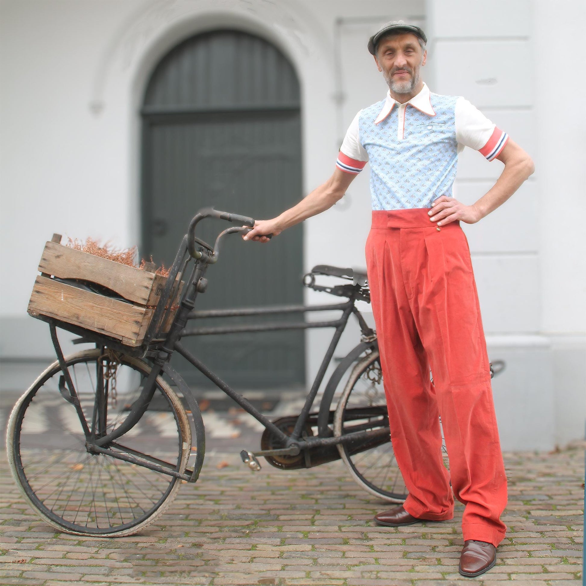 Polo Shirt Bicycle Print Vintage Inspired Art Deco print